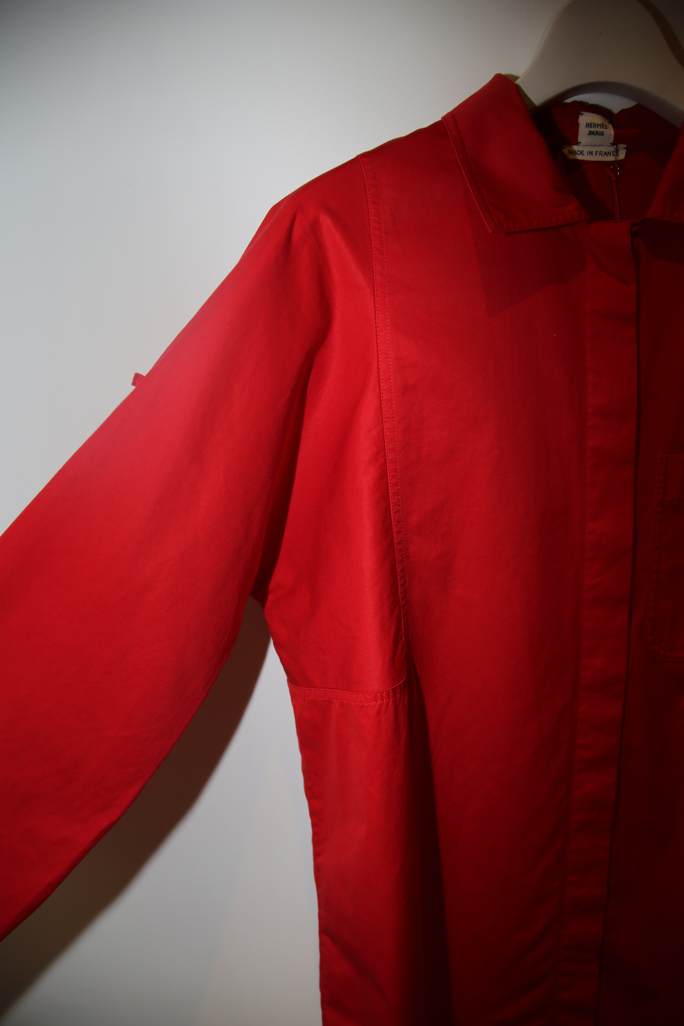 2000 HERMES / 2WAY SLEEVE COTTON SHIRT IN RED