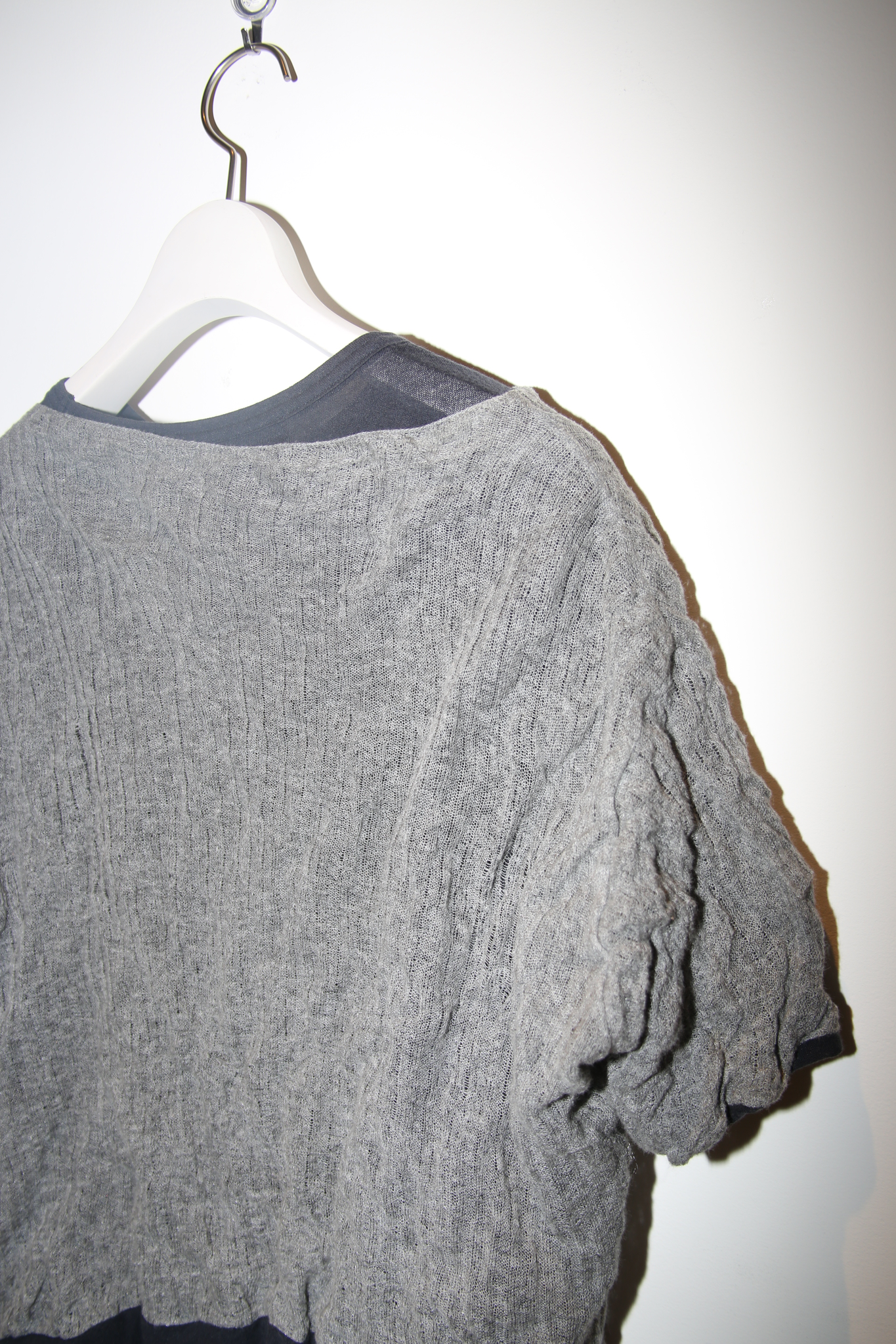 2000 MASAKI MATSUSHIMA / COTTON METAL KNIT LAYERD T-SHIRT IN GREY