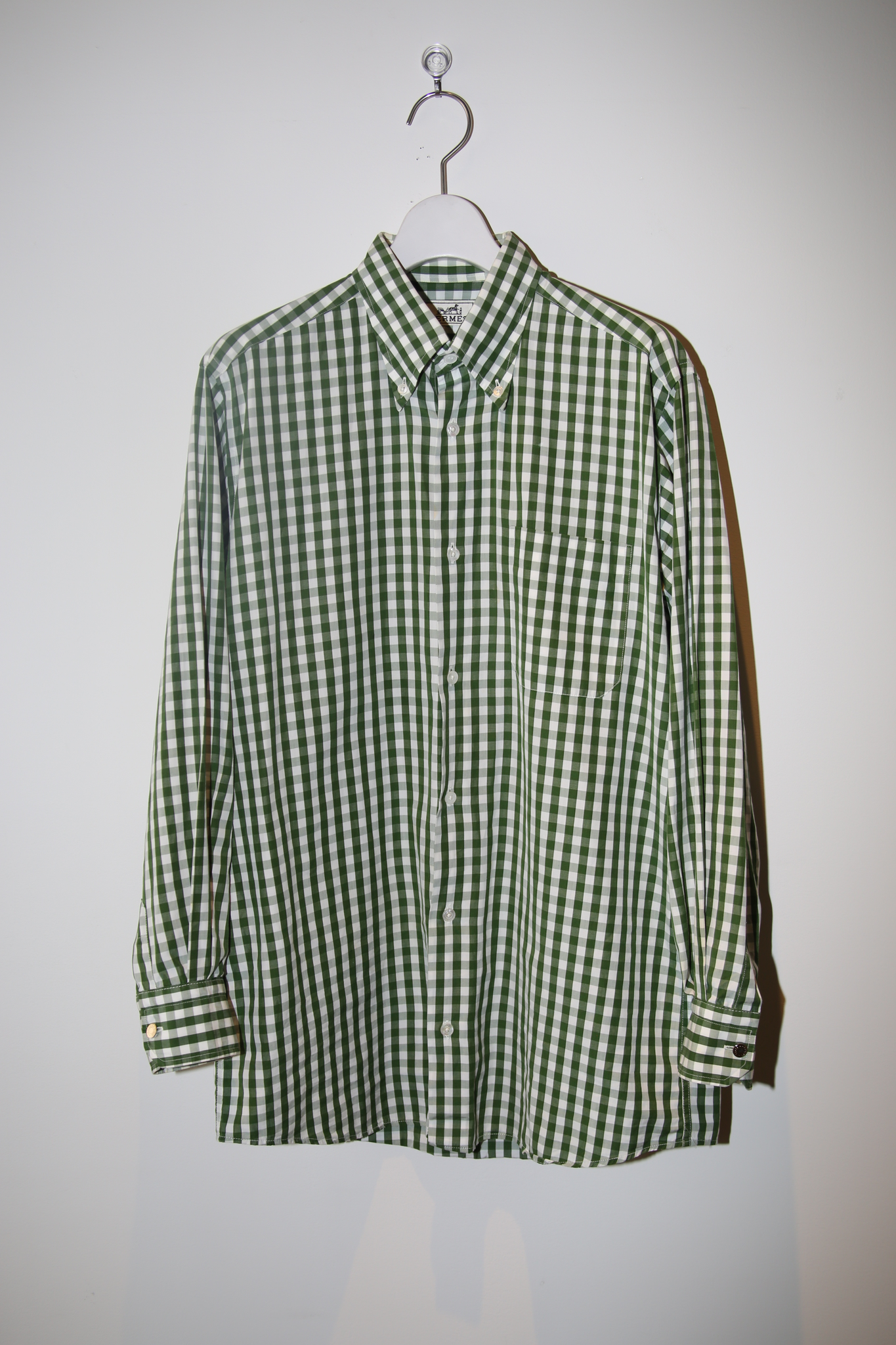 2000 HERMES / GINGHUM CHECK B.D SHIRT IN COTTON