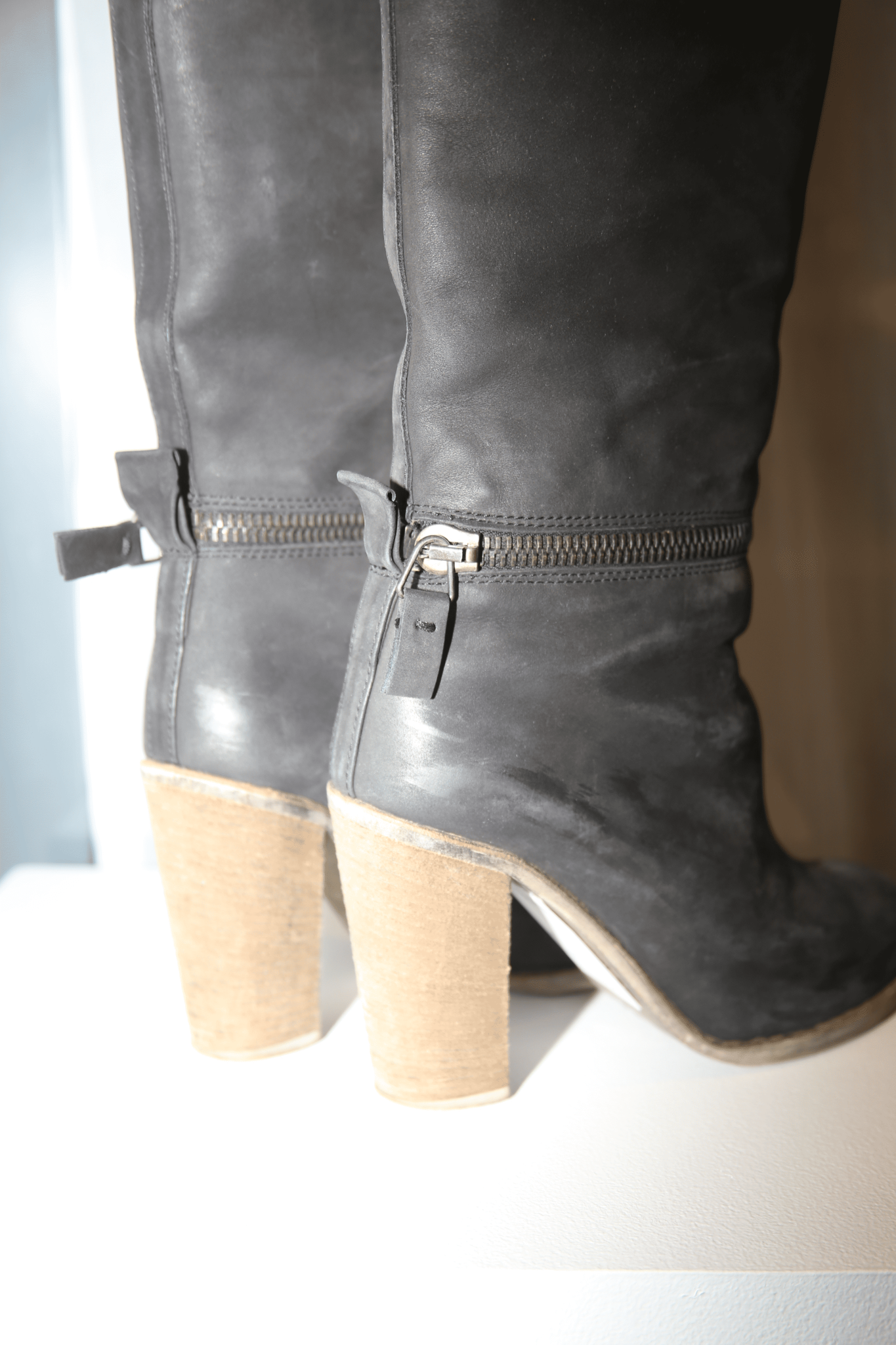 MM ⑥ / 2WAY DETACHABLE LONG BOOTS IN OILED LEATHER 37 1/2