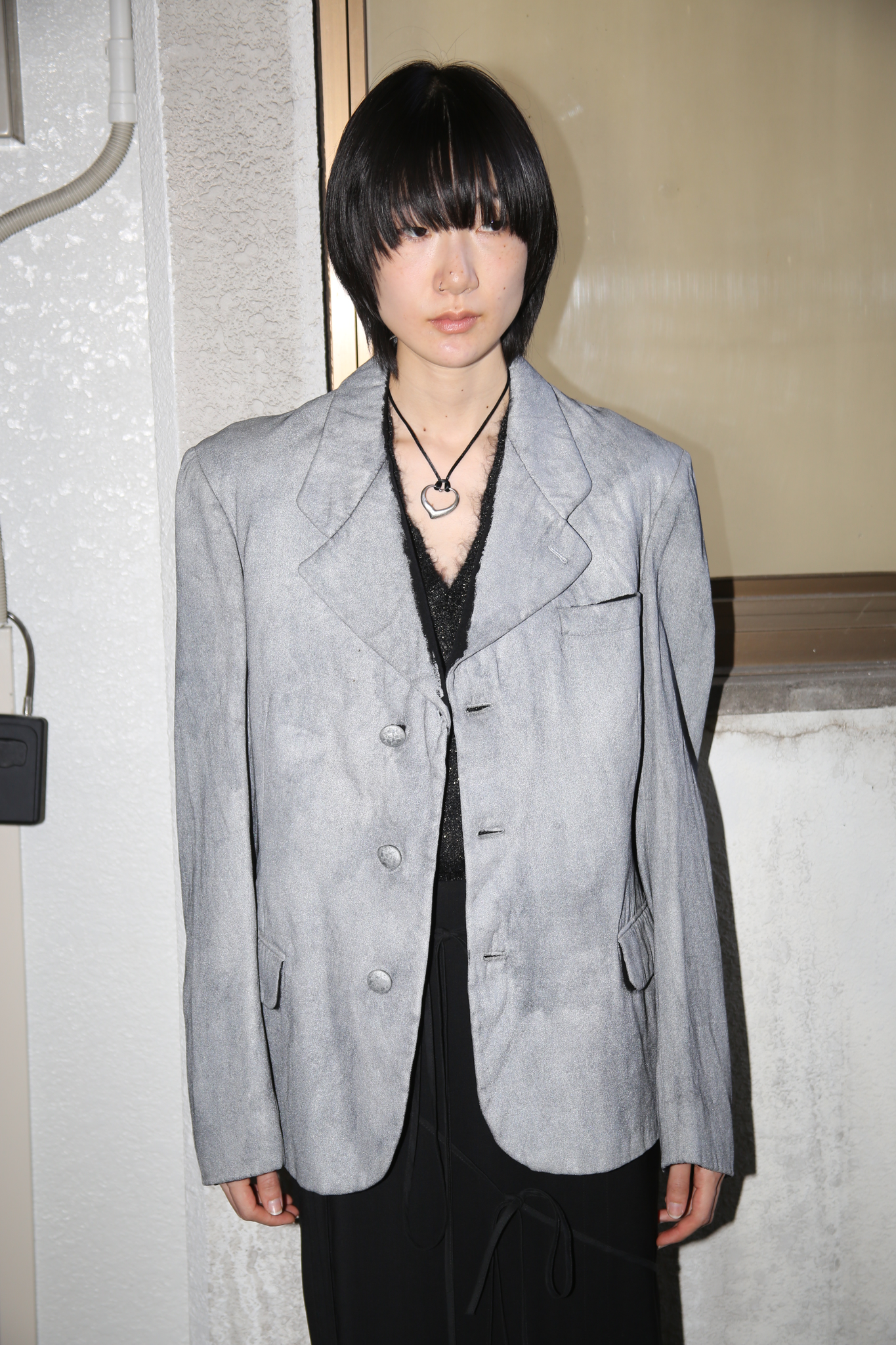 1997- MAISON MARTIN MARGIELA / ARTISANAL SILVER PAINTED TAILORED JACKET IN 1930 ANTIQUE MELTON