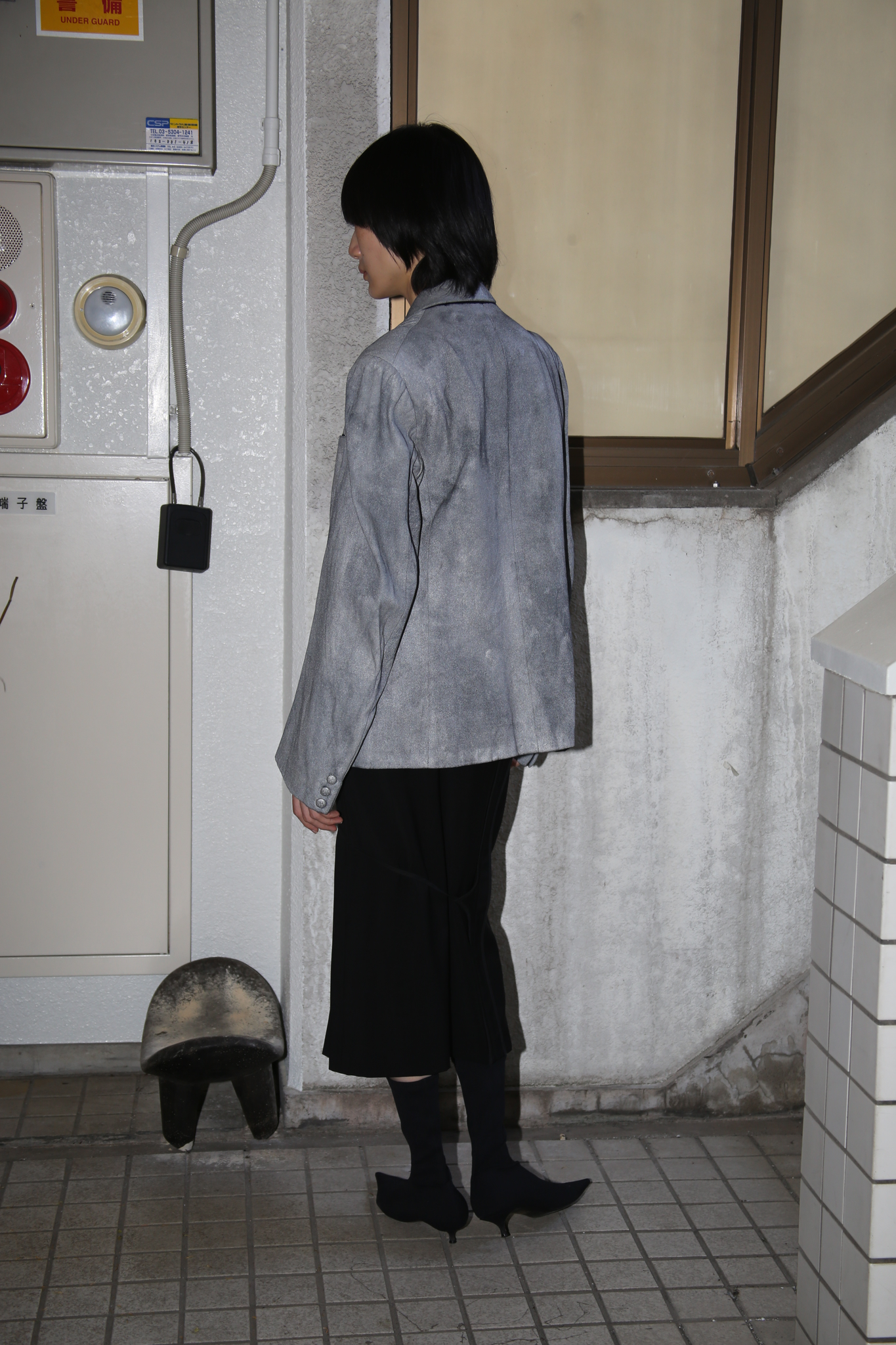 1997- MAISON MARTIN MARGIELA / ARTISANAL SILVER PAINTED TAILORED JACKET IN 1930 ANTIQUE MELTON