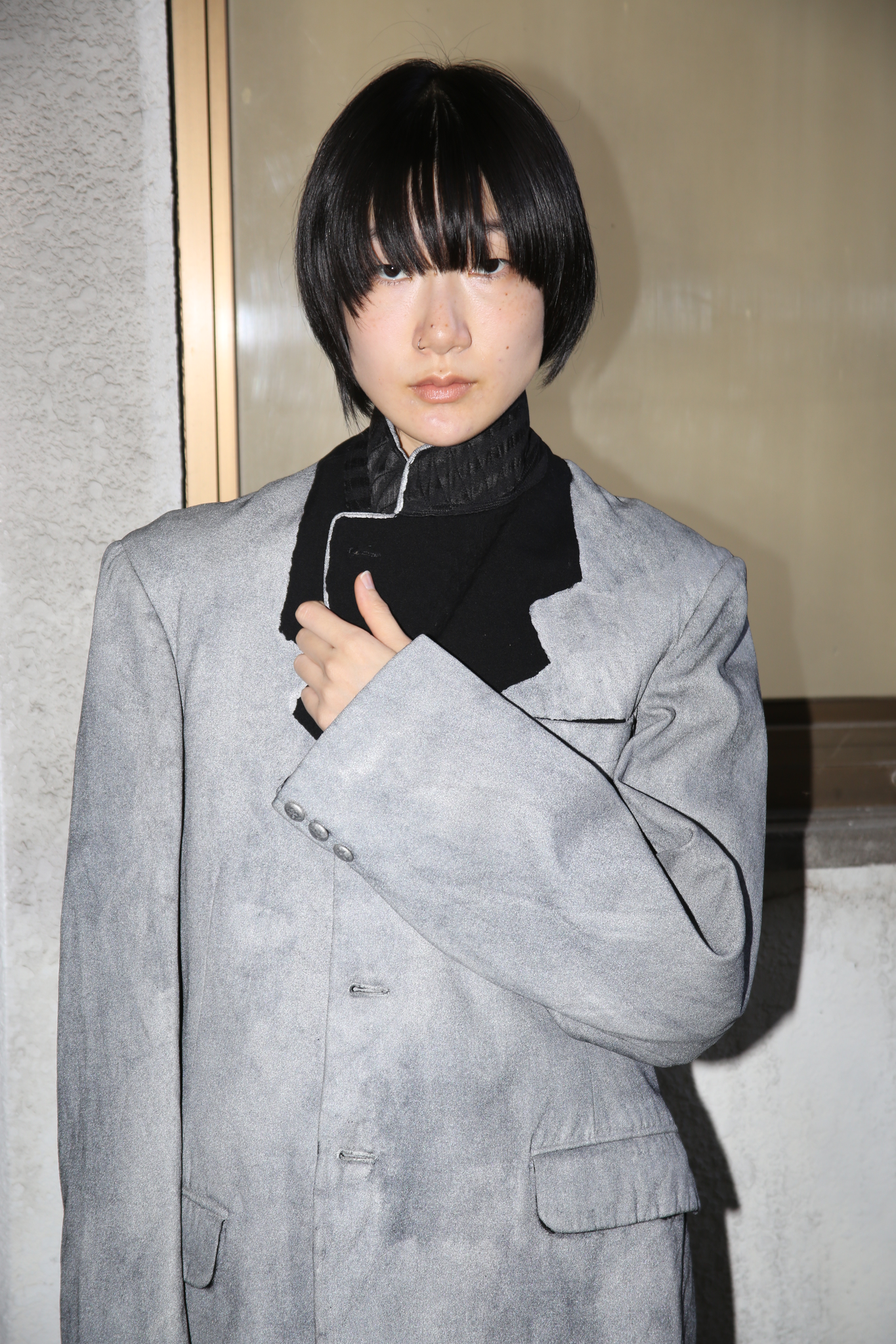 1997- MAISON MARTIN MARGIELA / ARTISANAL SILVER PAINTED TAILORED JACKET IN 1930 ANTIQUE MELTON