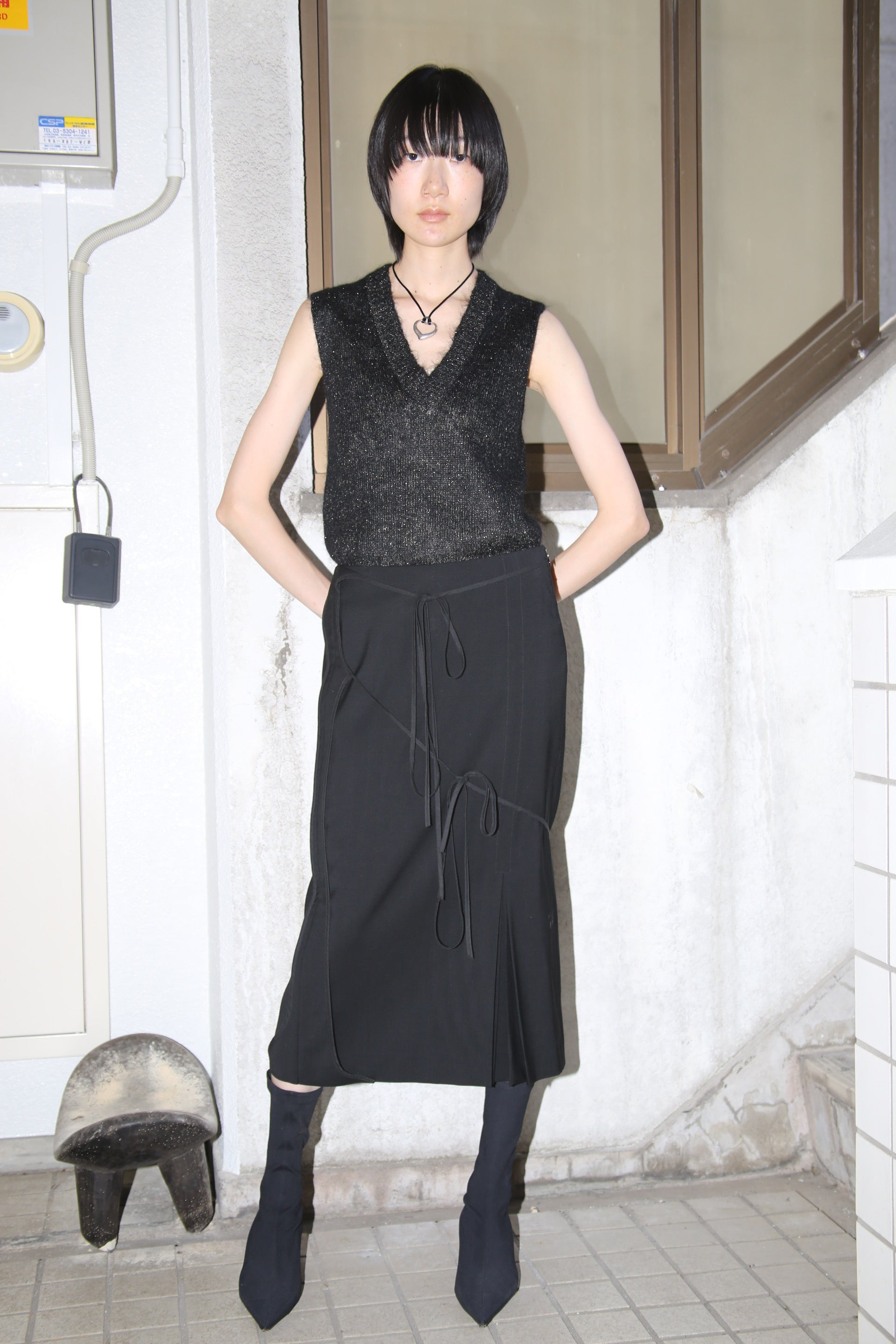 2002 HUSSEIN CHALAYAN / INSIDE OUT SUIT SKIRT IN BLACK