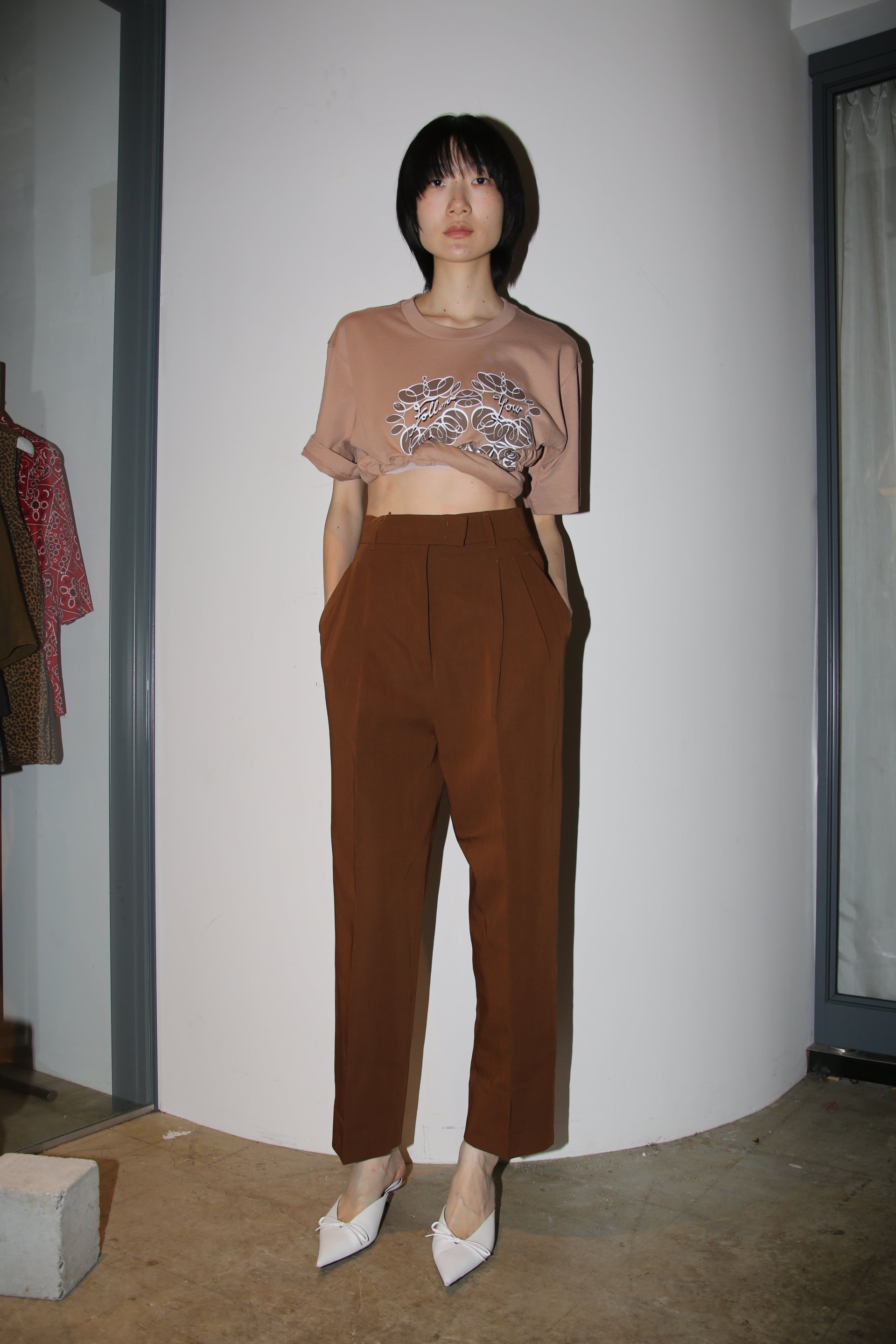 2000 LORO PIANA / WOOL BASIC TROUSER IN BROWN