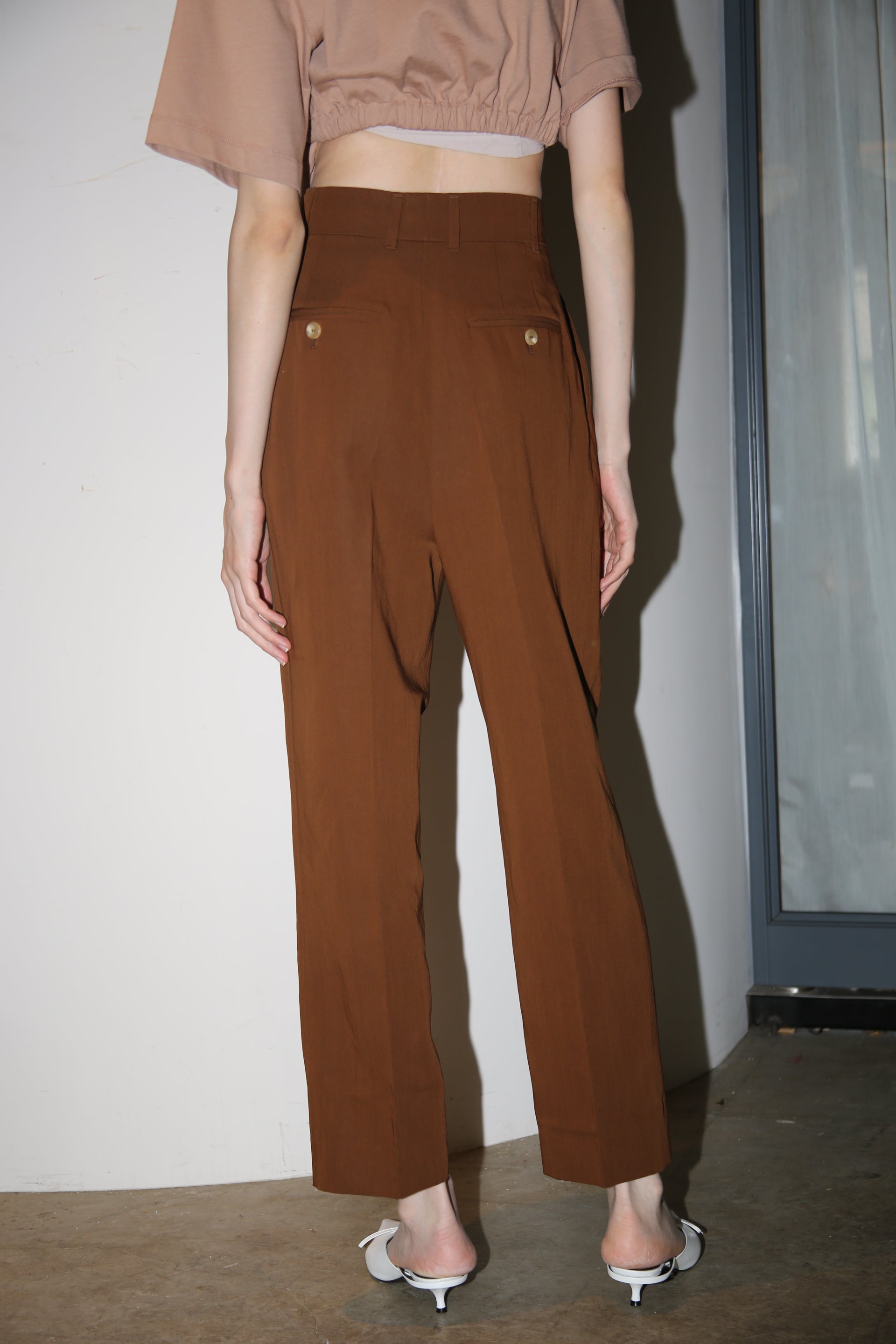 2000 LORO PIANA / WOOL BASIC TROUSER IN BROWN