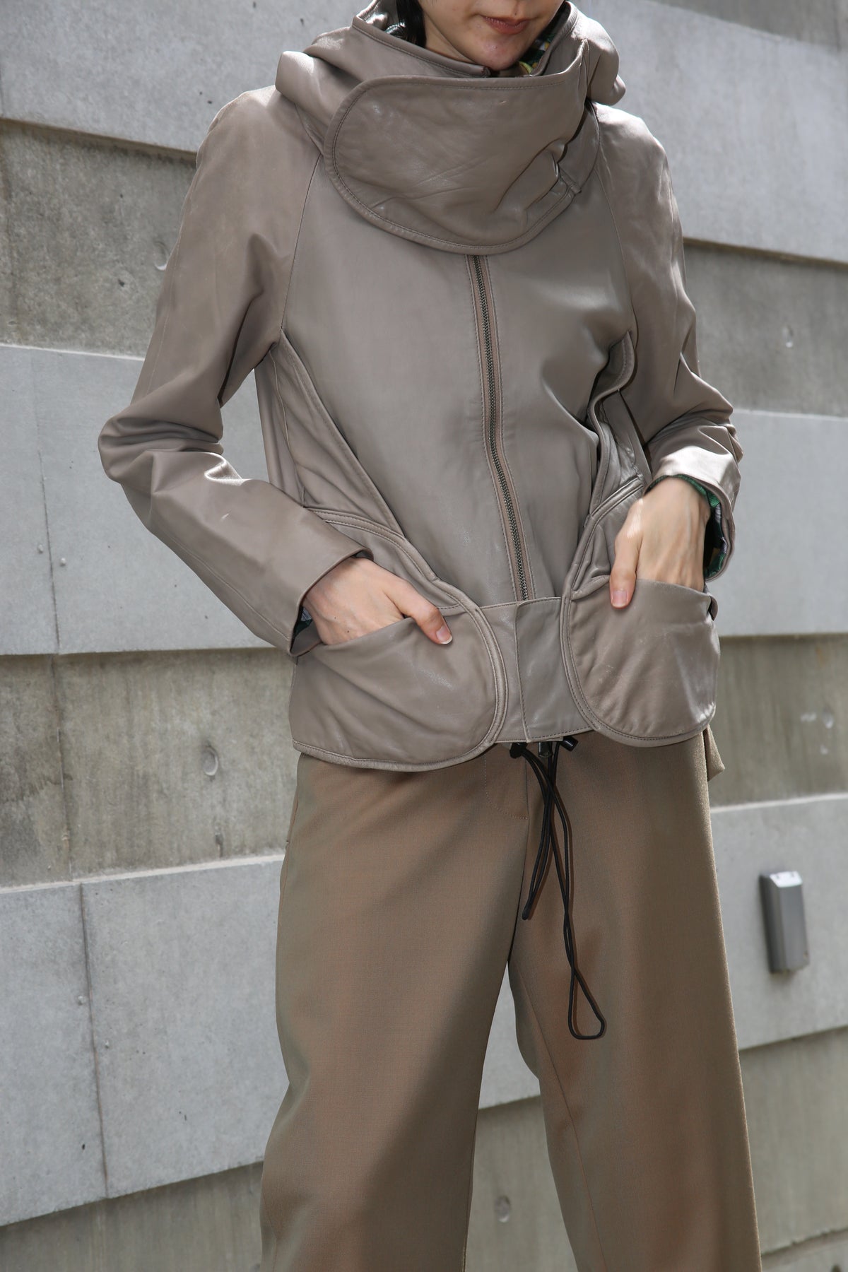 2010 MAKIN JANMA / LAMBS LEATHER JACKET WITH HELMET HOODIE