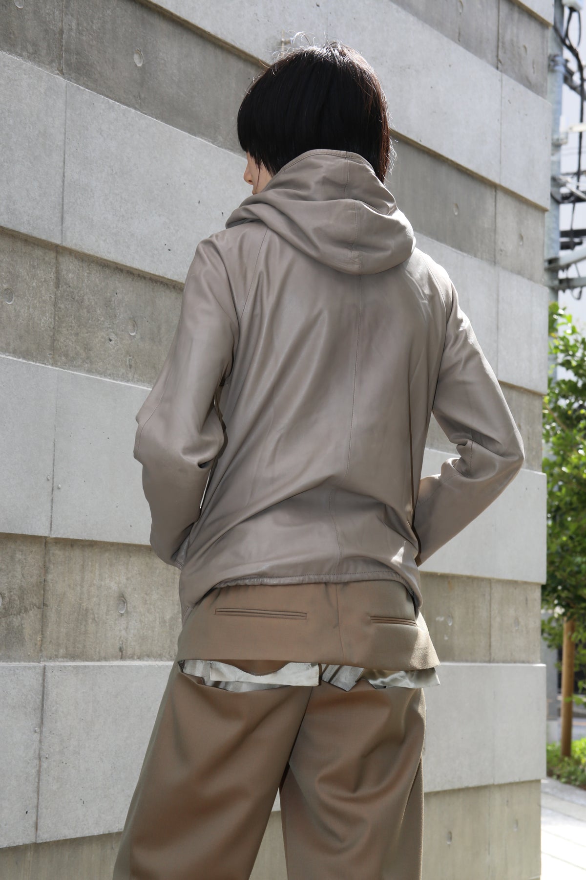 2010 MAKIN JANMA / LAMBS LEATHER JACKET WITH HELMET HOODIE