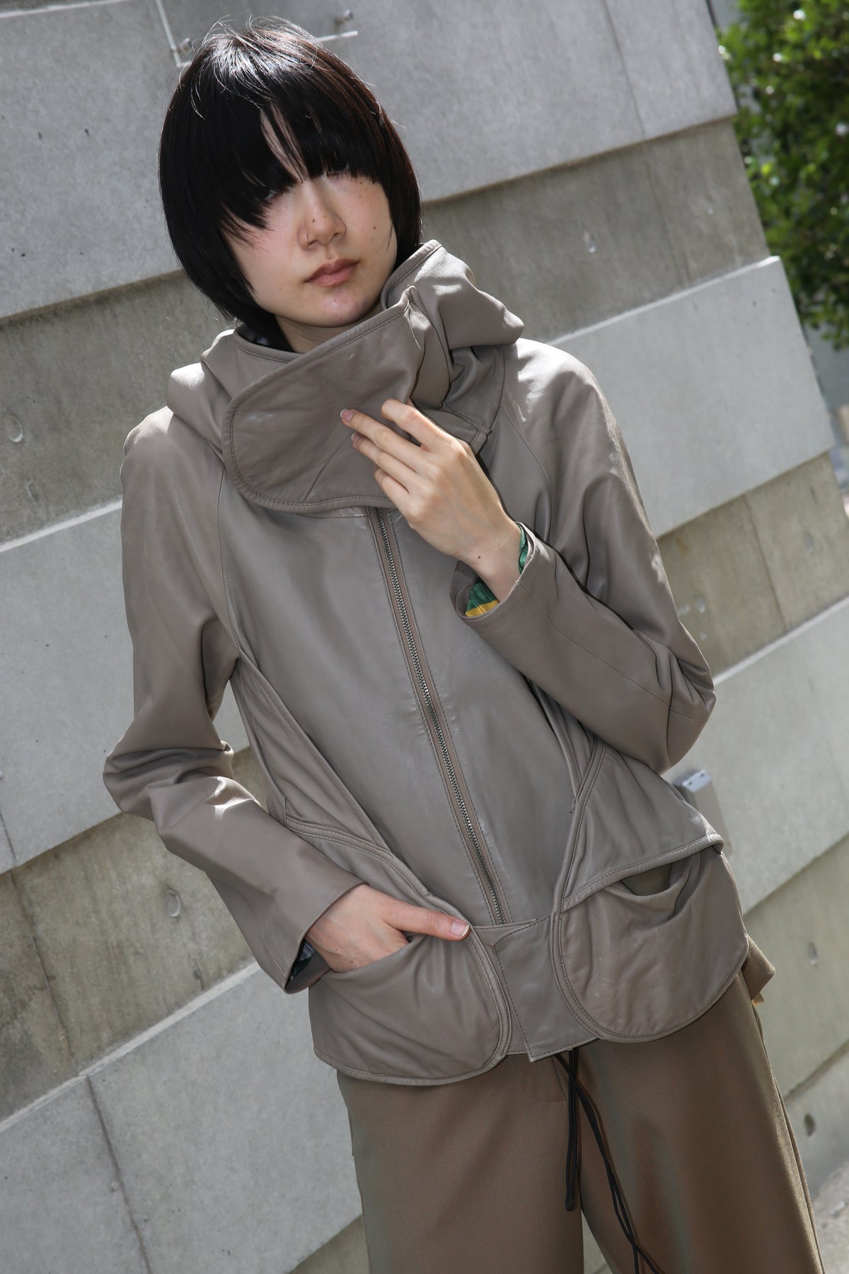 2010 MAKIN JANMA / LAMBS LEATHER JACKET WITH HELMET HOODIE