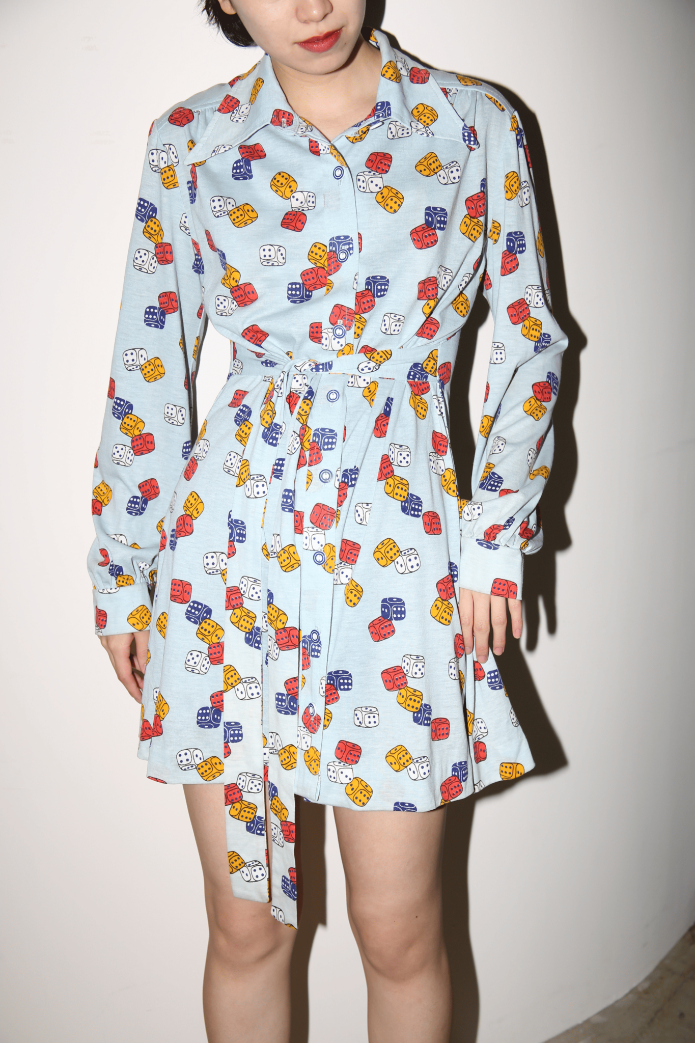 1970 VINTAGE / MINI SHIRT DRESS IN PRINTED JERSEY