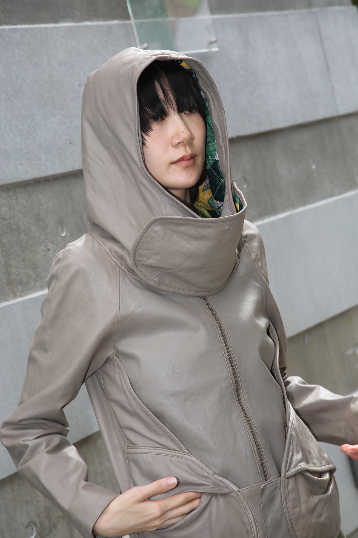 2010 MAKIN JANMA / LAMBS LEATHER JACKET WITH HELMET HOODIE