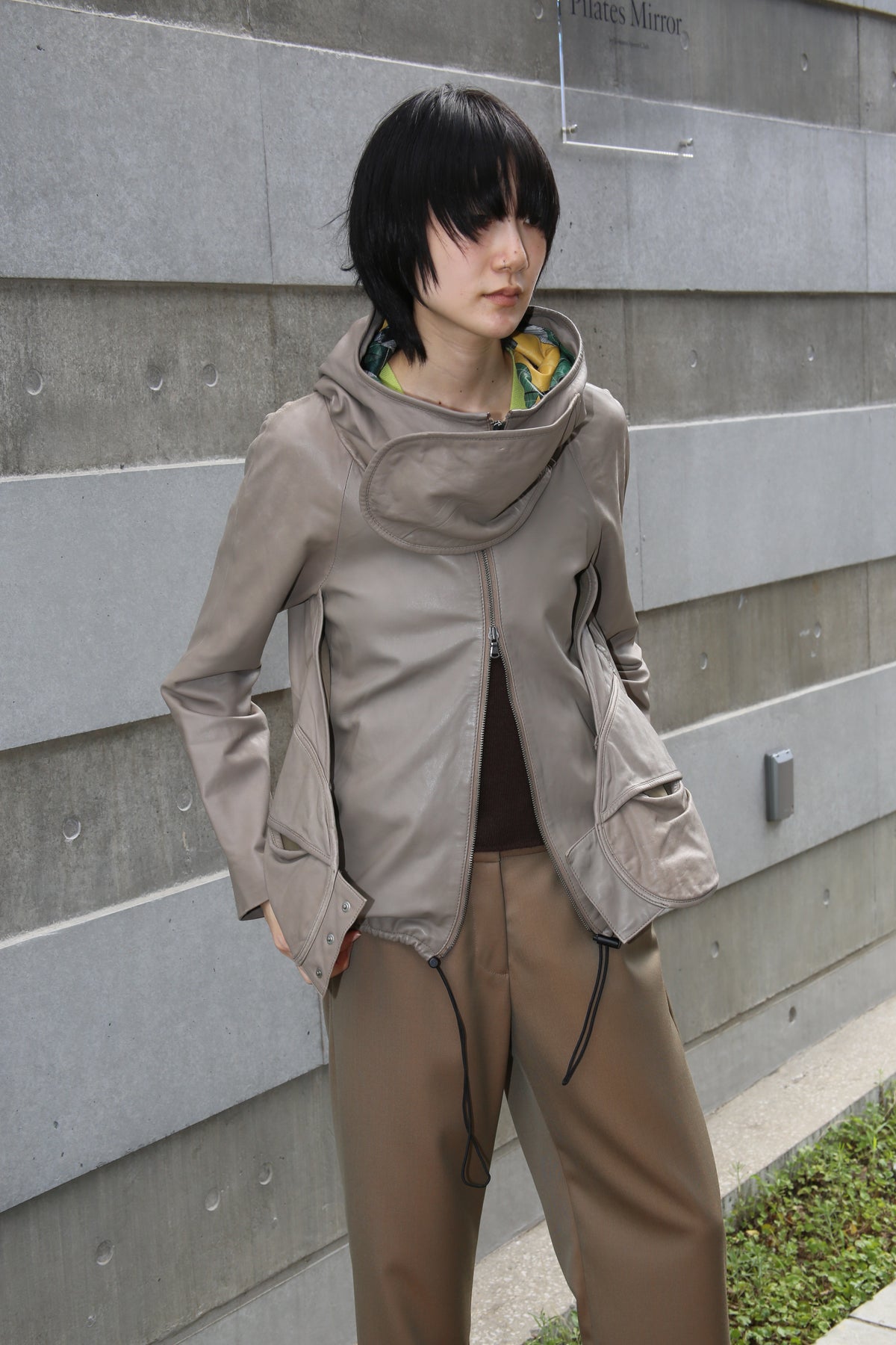 2010 MAKIN JANMA / LAMBS LEATHER JACKET WITH HELMET HOODIE