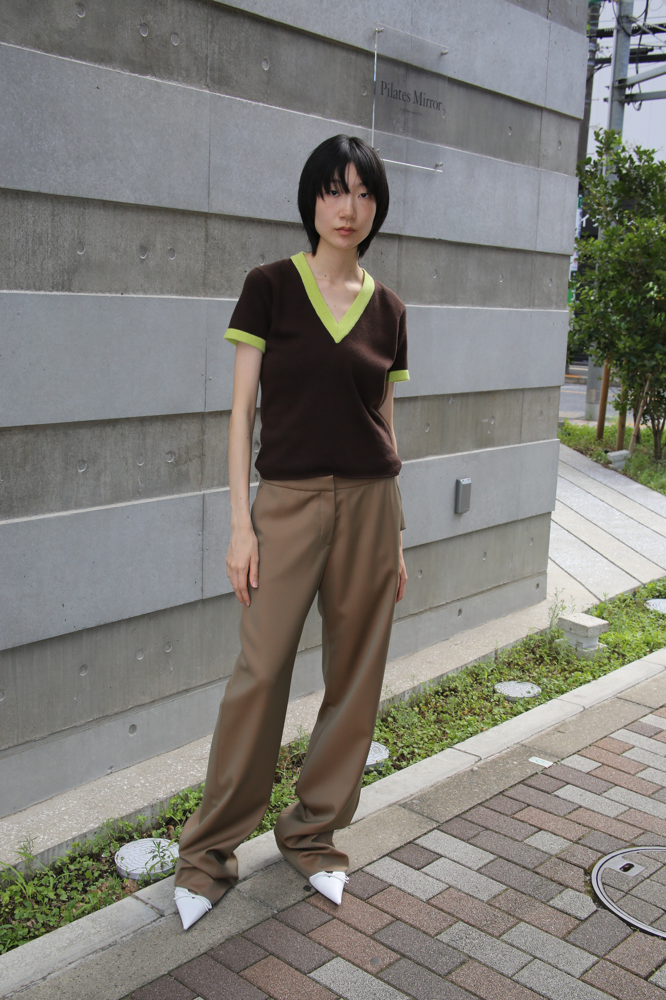 2000 CHANEL / V-NECK CASHMERE KNIT T-SHIRT