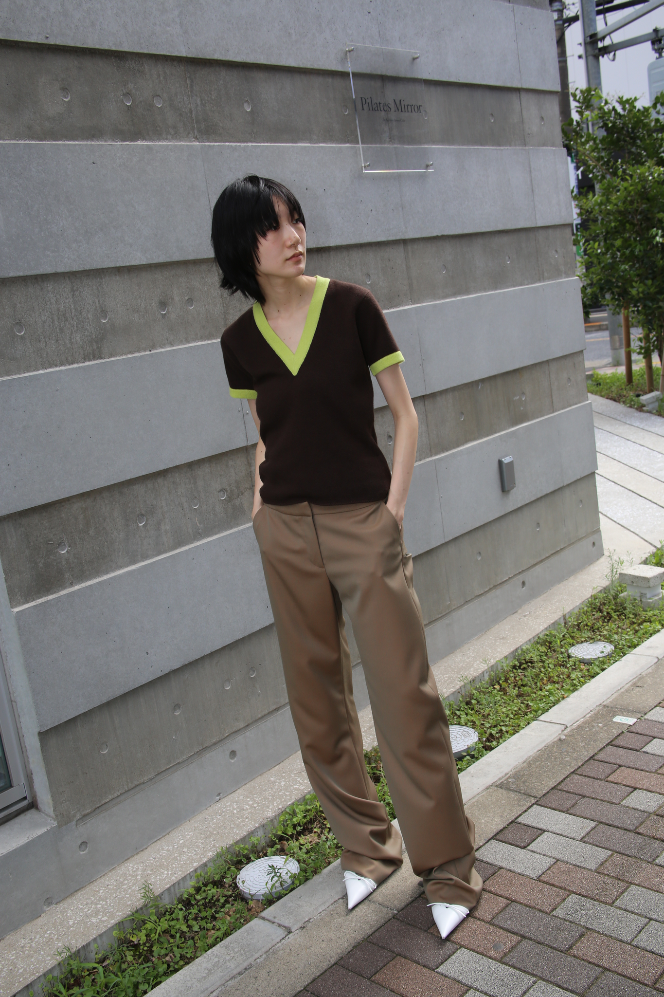 2000 CHANEL / V-NECK CASHMERE KNIT T-SHIRT