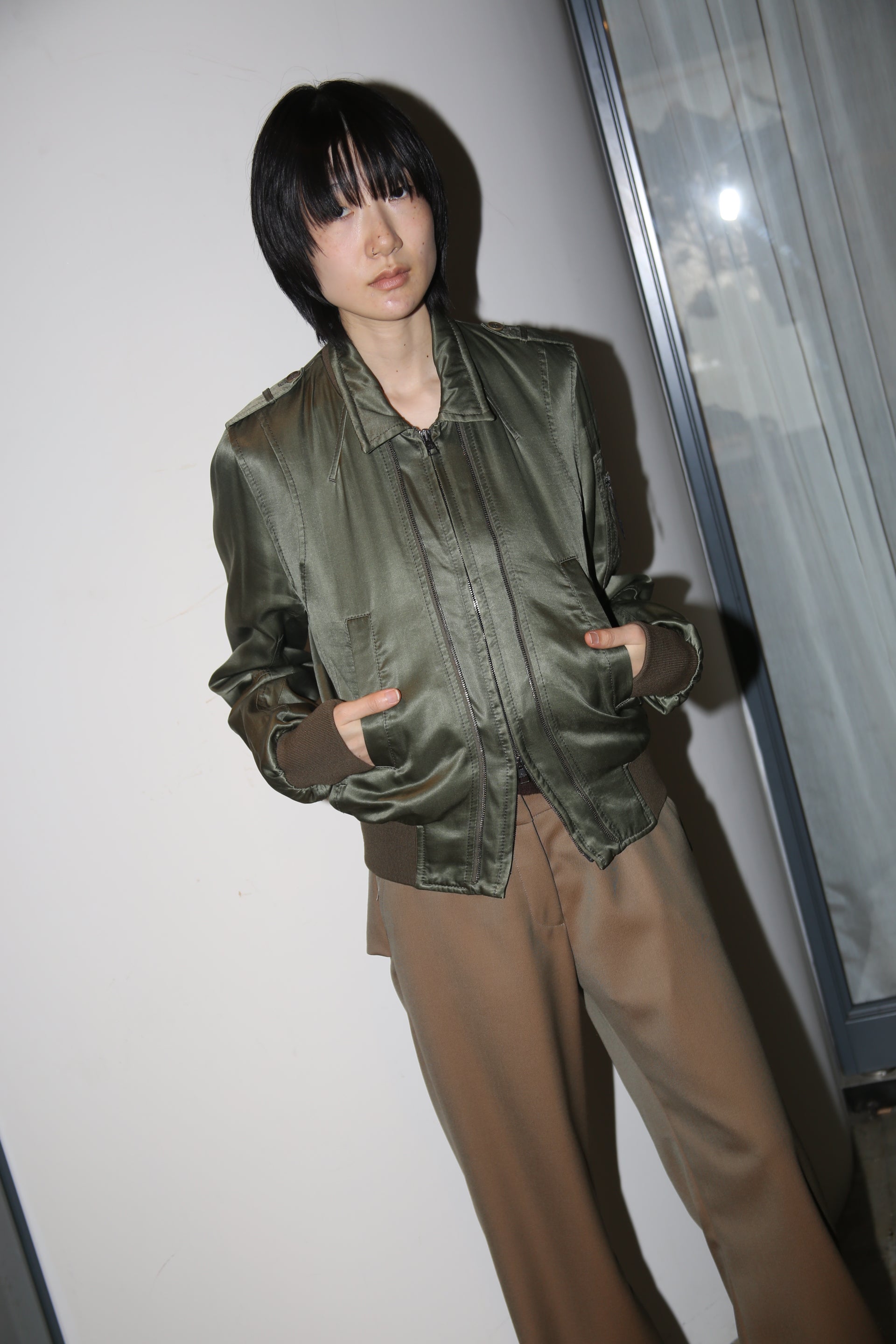 2000 NEIL BARETT / CONPACT FIT SILK SATIN BOMBER JACKET