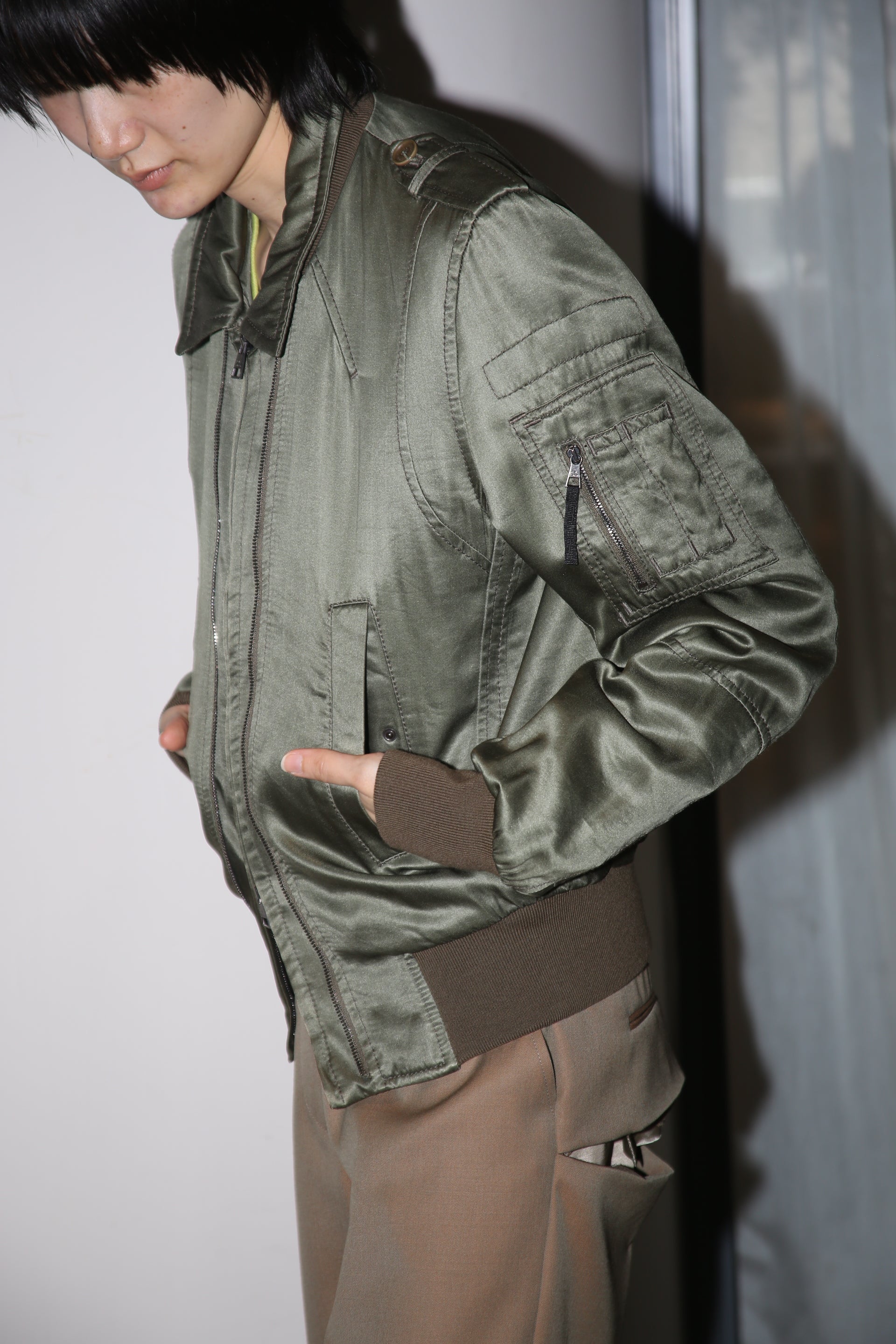 2000 NEIL BARETT / CONPACT FIT SILK SATIN BOMBER JACKET