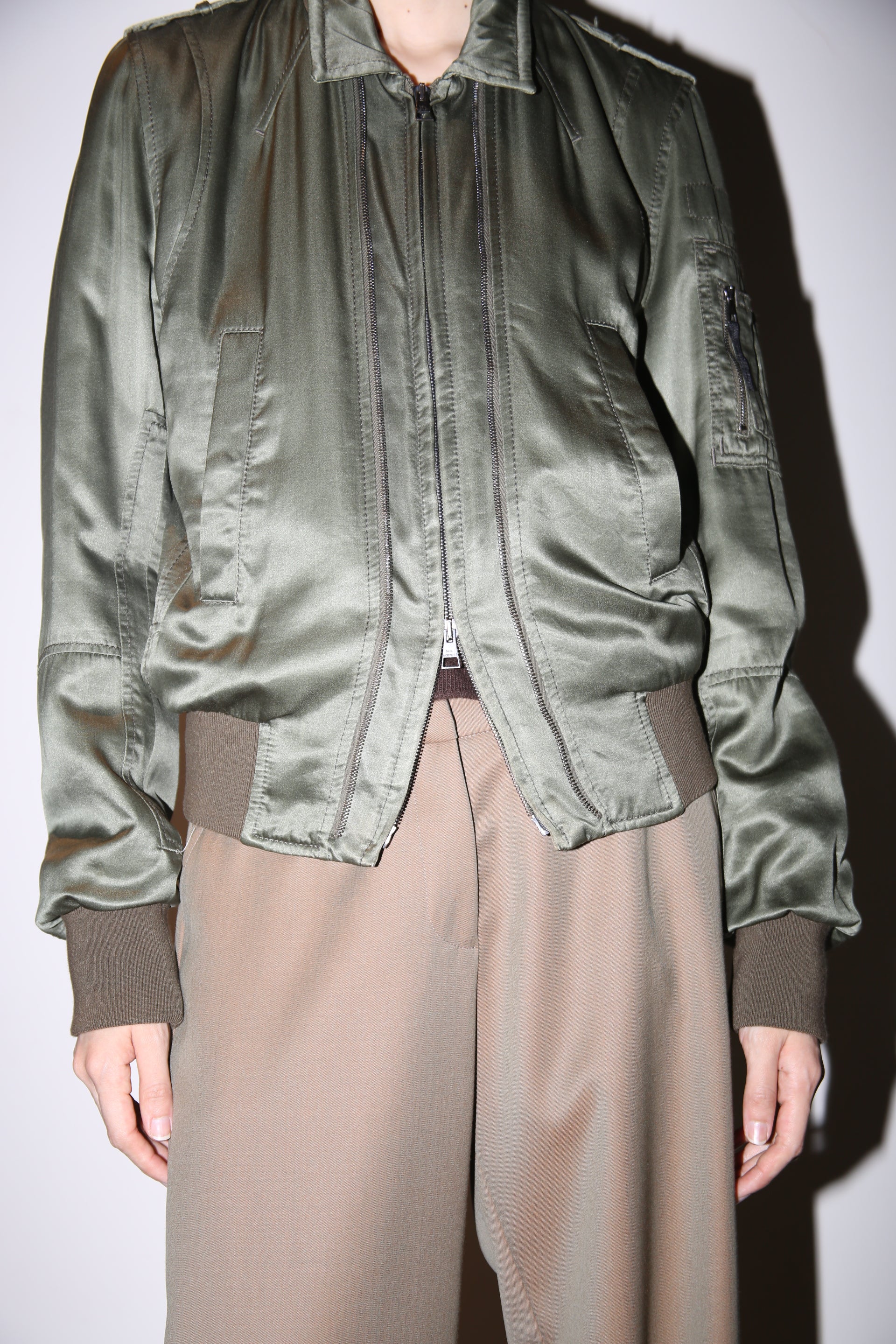 2000 NEIL BARETT / CONPACT FIT SILK SATIN BOMBER JACKET