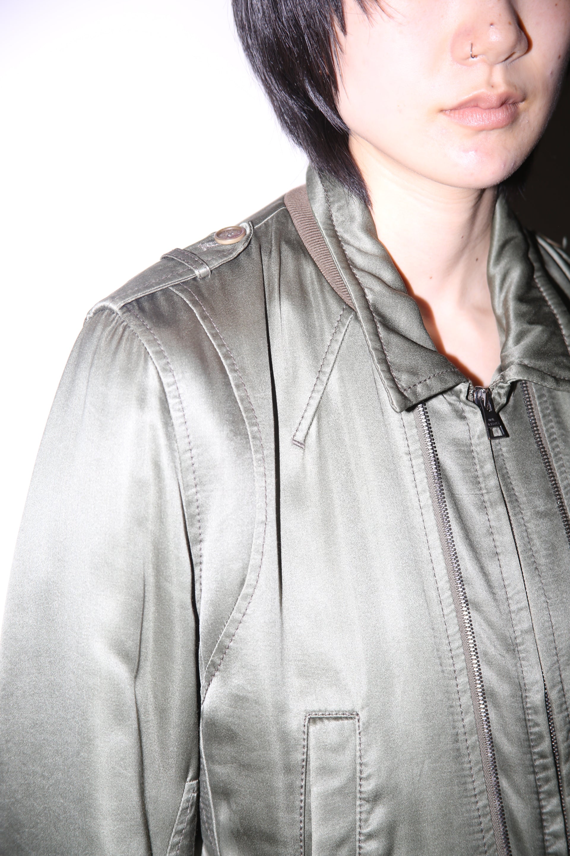 2000 NEIL BARETT / CONPACT FIT SILK SATIN BOMBER JACKET