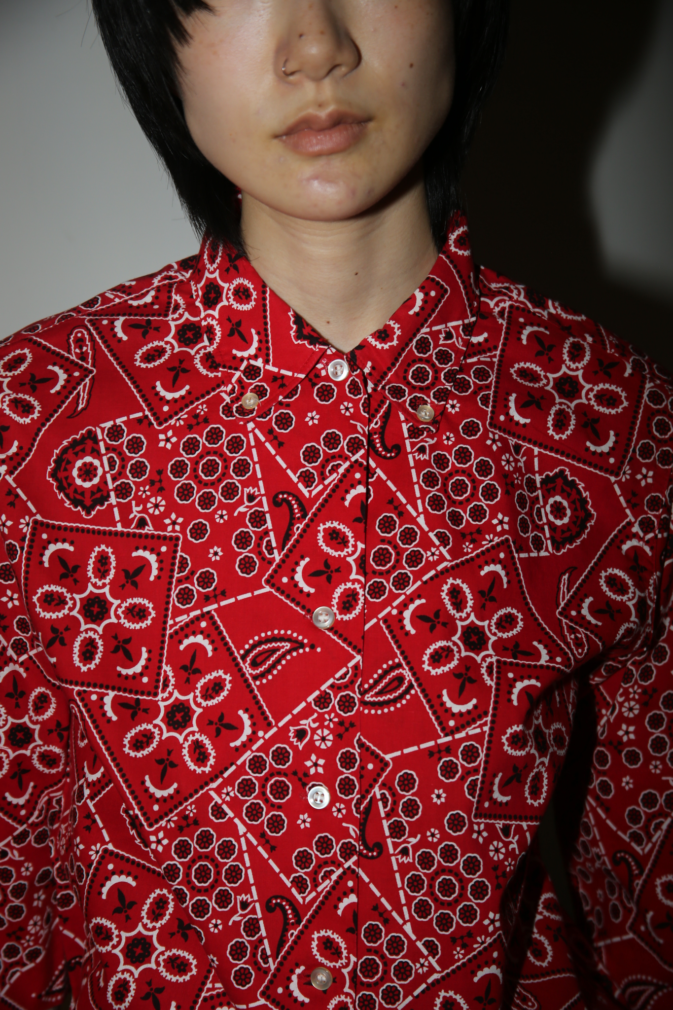 1960 VINTAGE / BANDANA PRINTED COTTON SHIRT IN RED