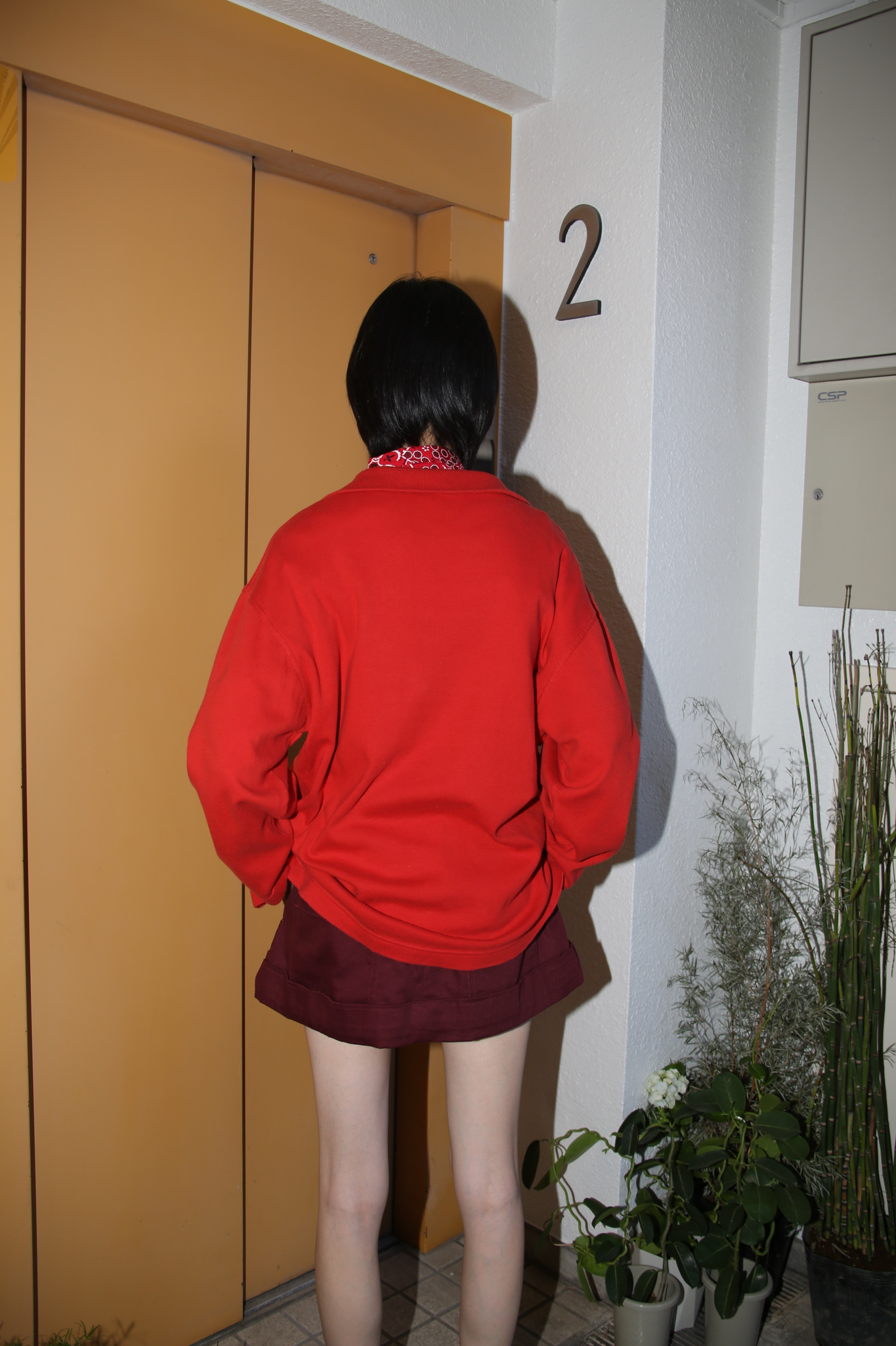 1990 HERMES / HALF ZIP DRIVERS SWEAT SHIRT IN RED