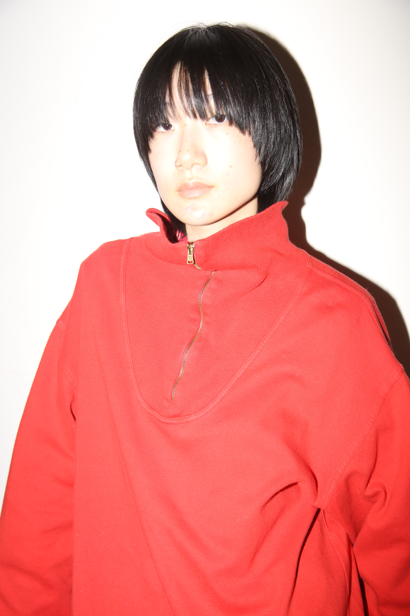 1990 HERMES / HALF ZIP DRIVERS SWEAT SHIRT IN RED