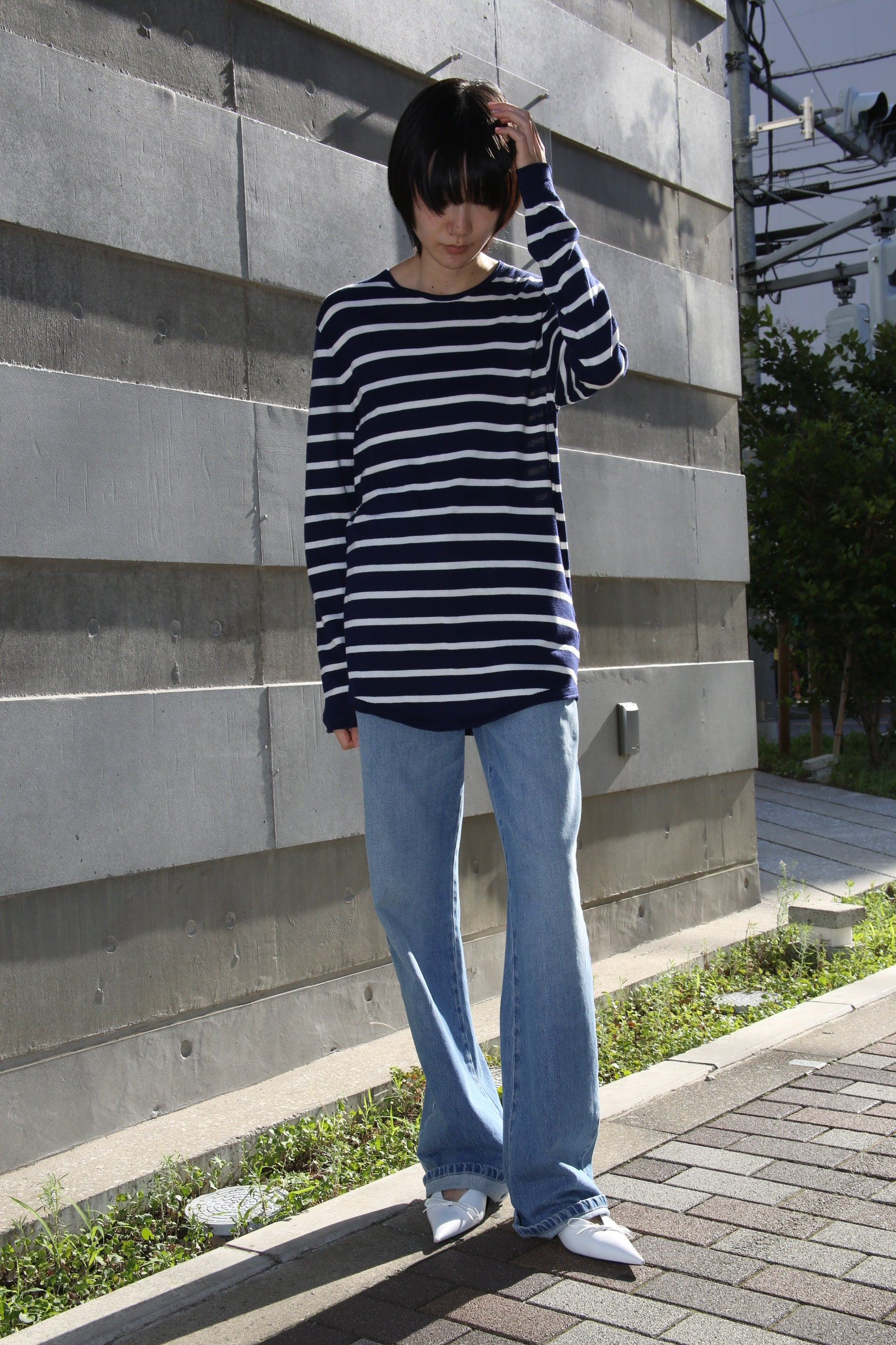 2000 NEIL BARETT / LONG AND LEAN BORDER SWEATER IN COTTON