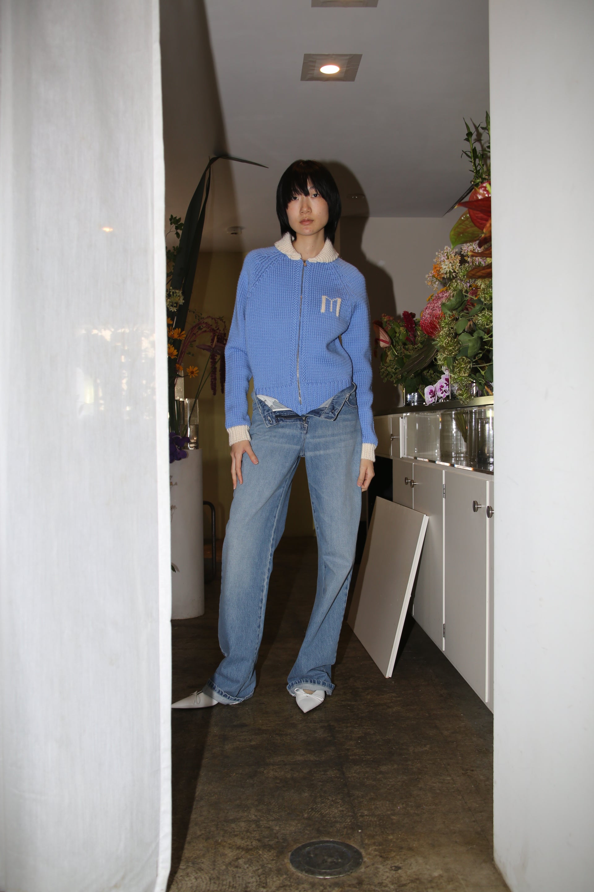 2020 MIU MIU / COWICHAN KNIT BODY SUIT IN SAX BLUE