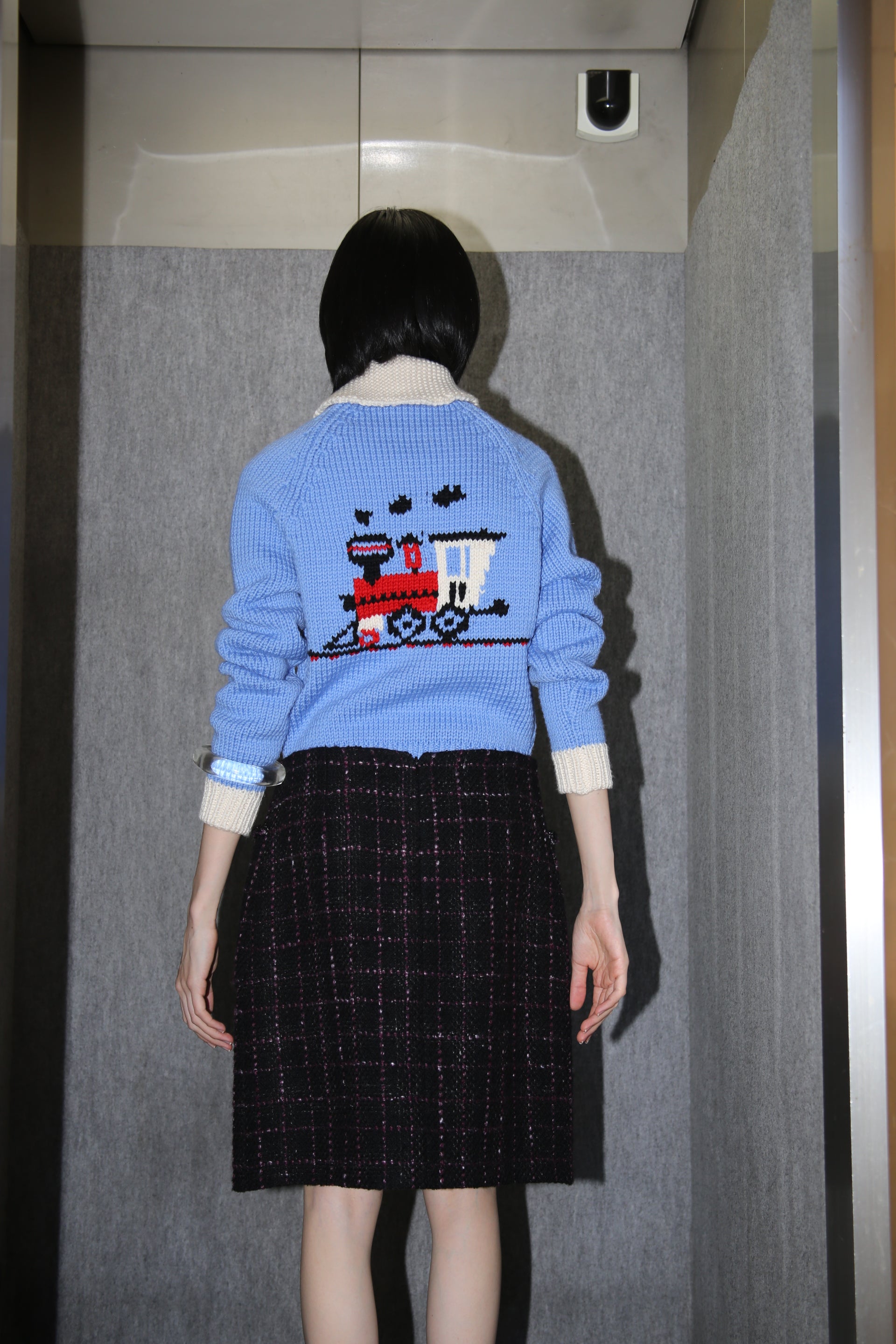 2020 MIU MIU / COWICHAN KNIT BODY SUIT IN SAX BLUE