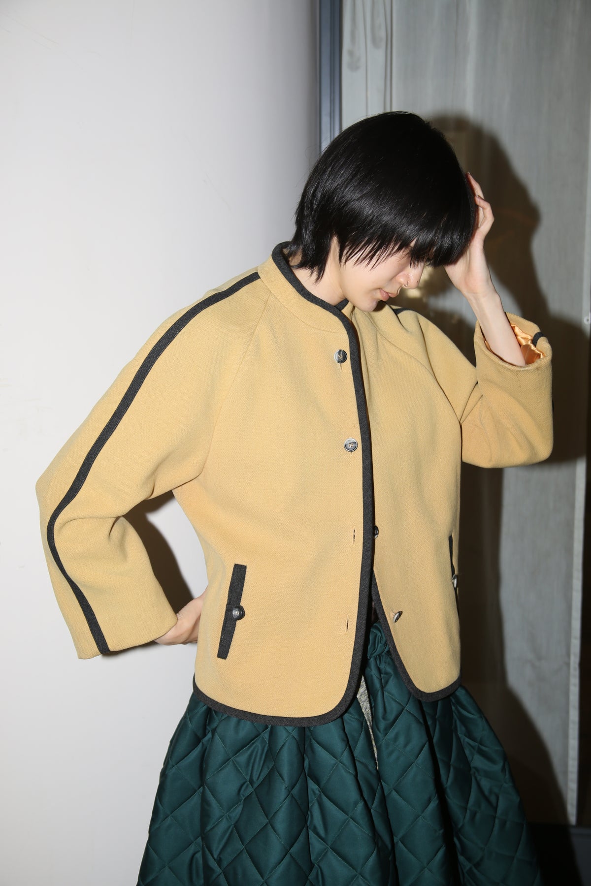 1950 VINTAGE / WOOL SPORT JACKET IN MUSTERED YELLOW