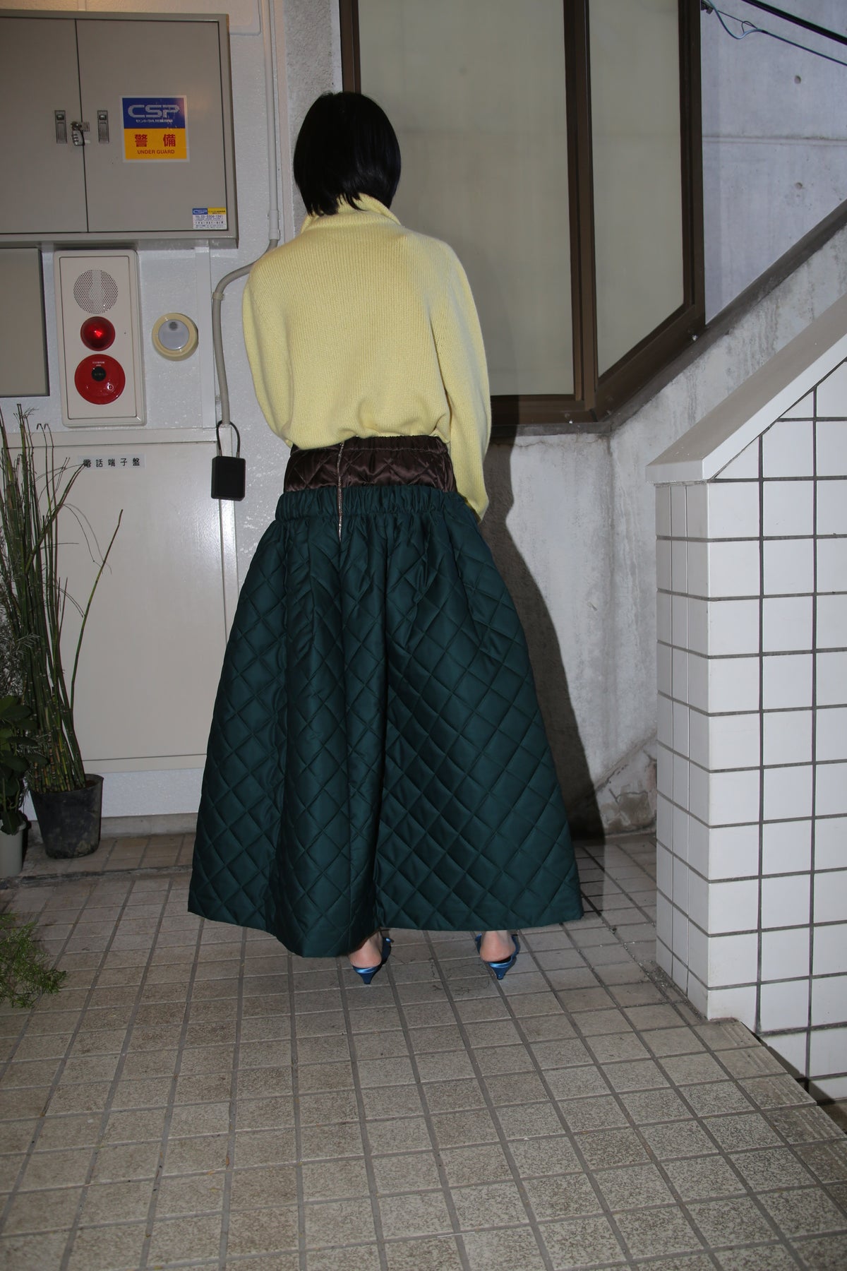MERYLL ROGGE / GIANT PADDED SKIRT IN GREEN AND BROWN