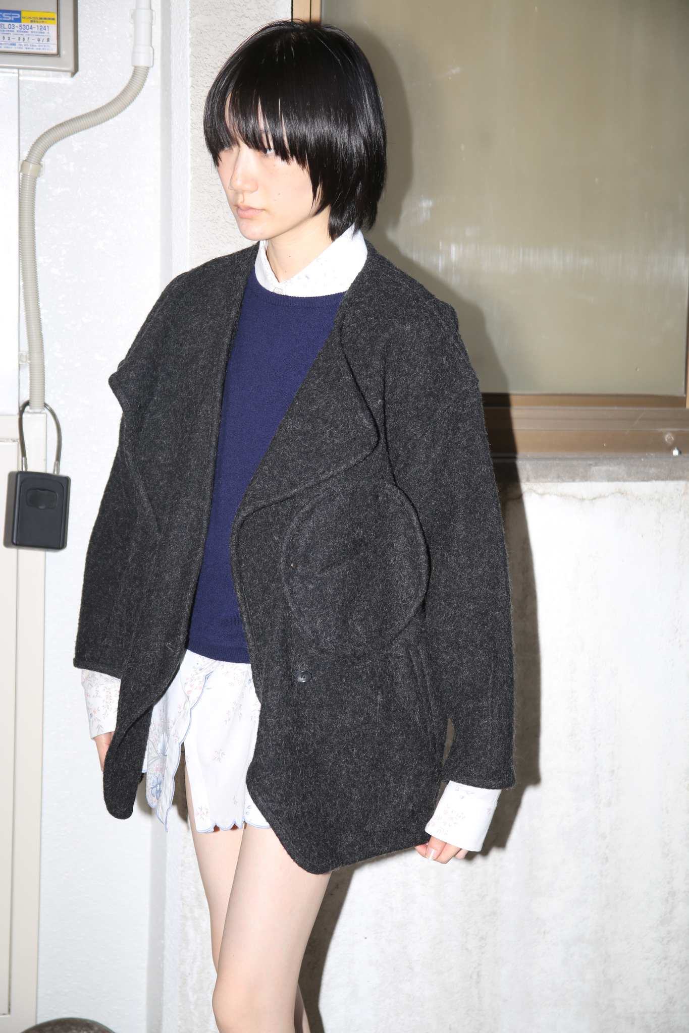 1970 ISSEY MIYAKE / BLANKET WOOL JACKET WITH CIRCLE POCKET