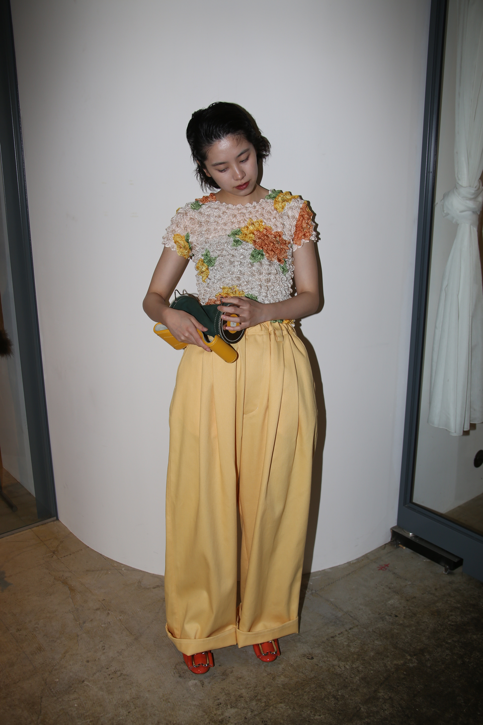 MERYLL ROGGE / DRAW STRING CHINO IN YELLOW DYED COTTON TWILL