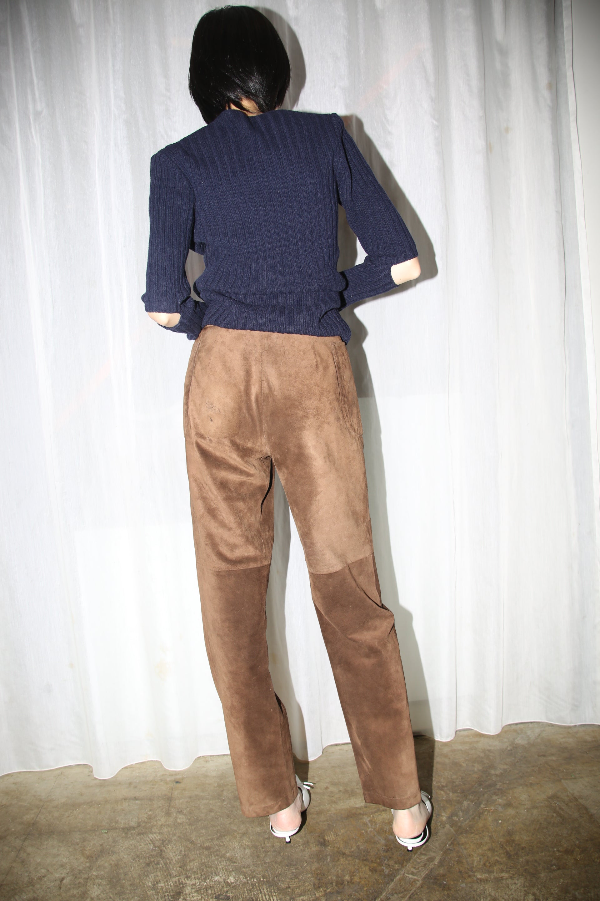 1990 MAISON MARTIN MARGIELA / SUEDE LEATHER TROUSER WITH WRAP PATCH POCKET