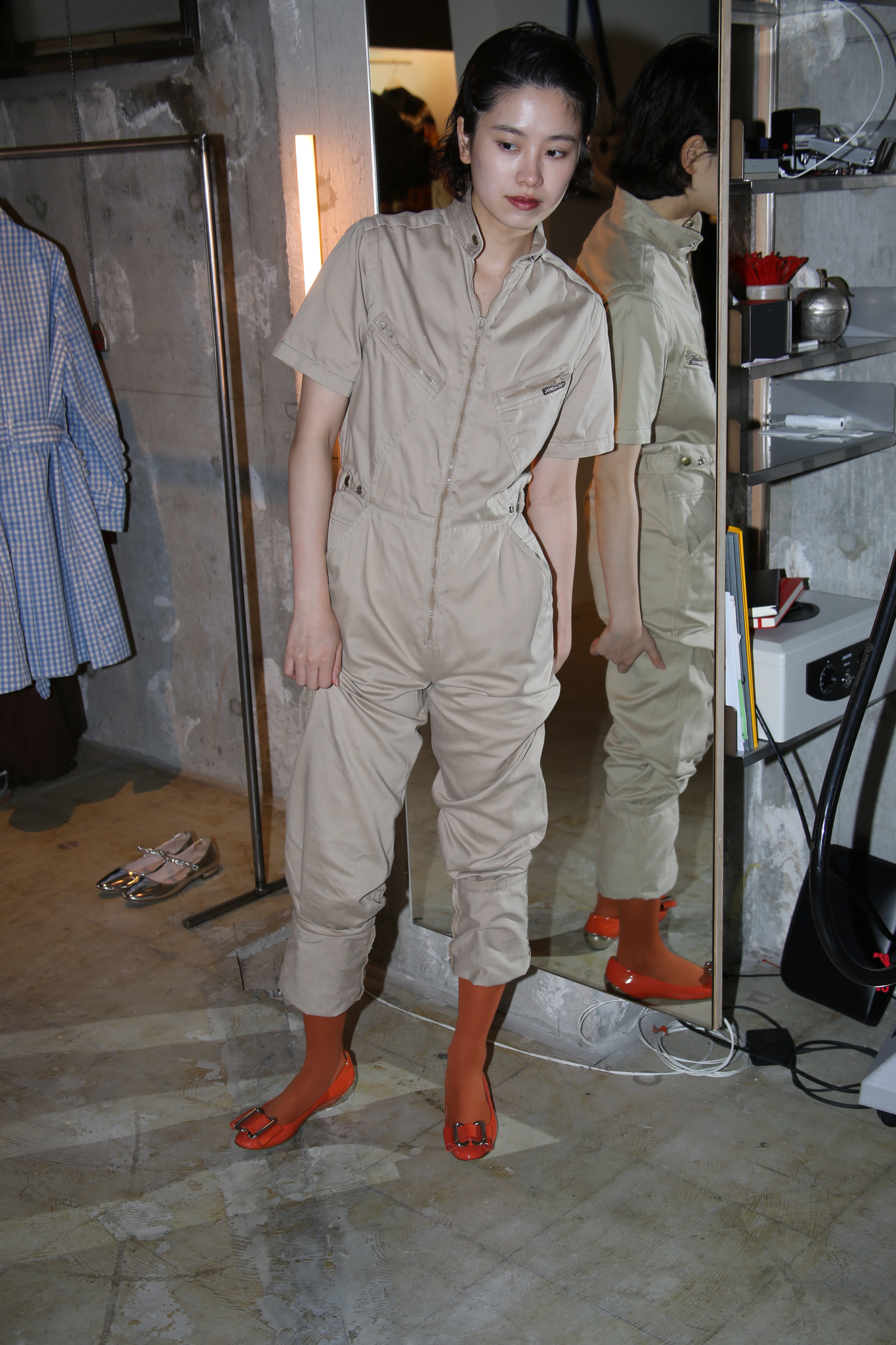 1990 VINTAGE / SHORT SLEEVE JUMPSUIT IN COTTON