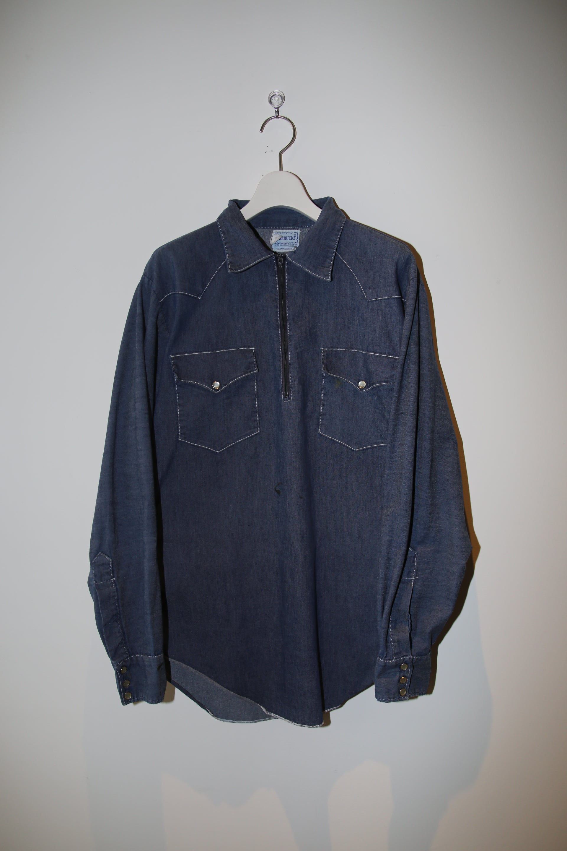 1970 ROEBUCKS / PULLOVER DENIM WESTERN SHIRT