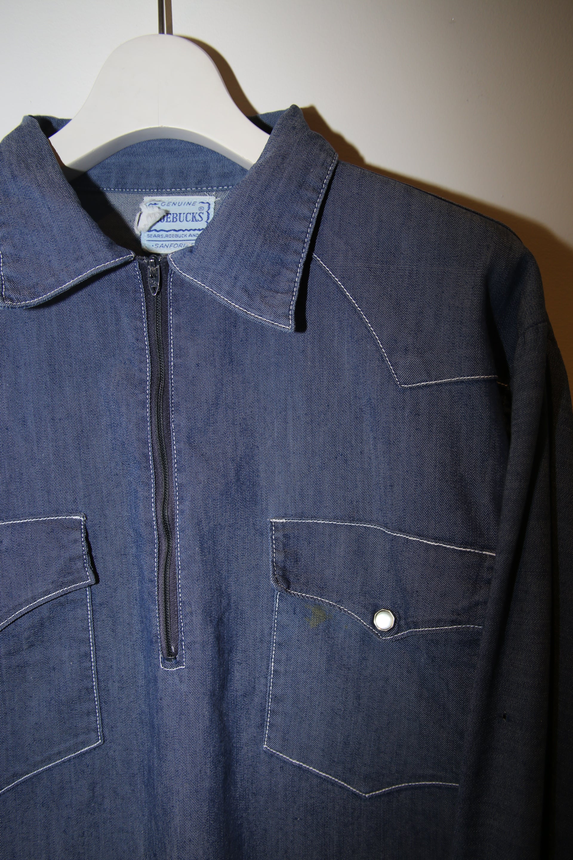 1970 ROEBUCKS / PULLOVER DENIM WESTERN SHIRT