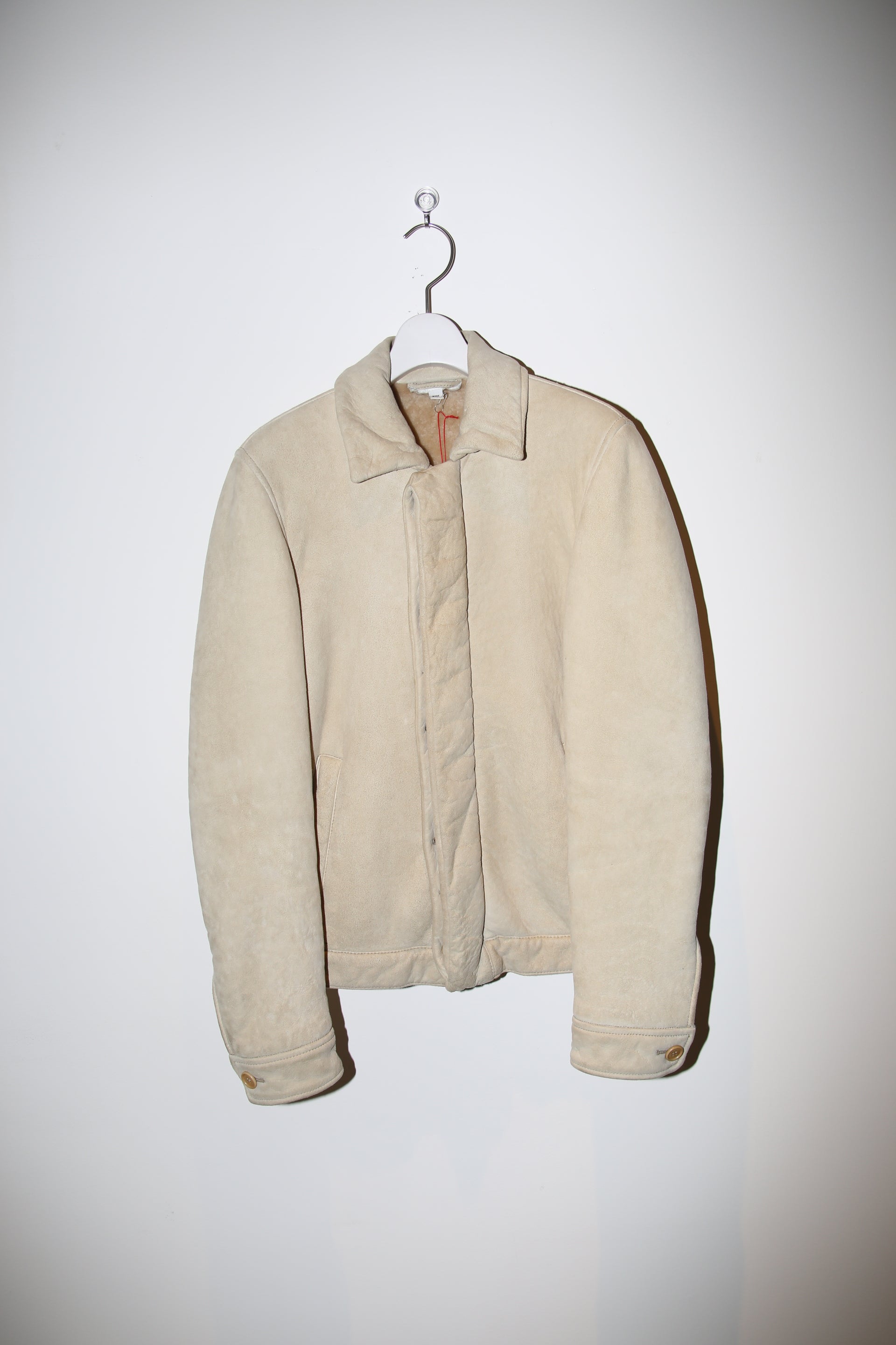 2000 HELMUT LANG / FLY FRONT SHEARLING JACKET IN ECRU