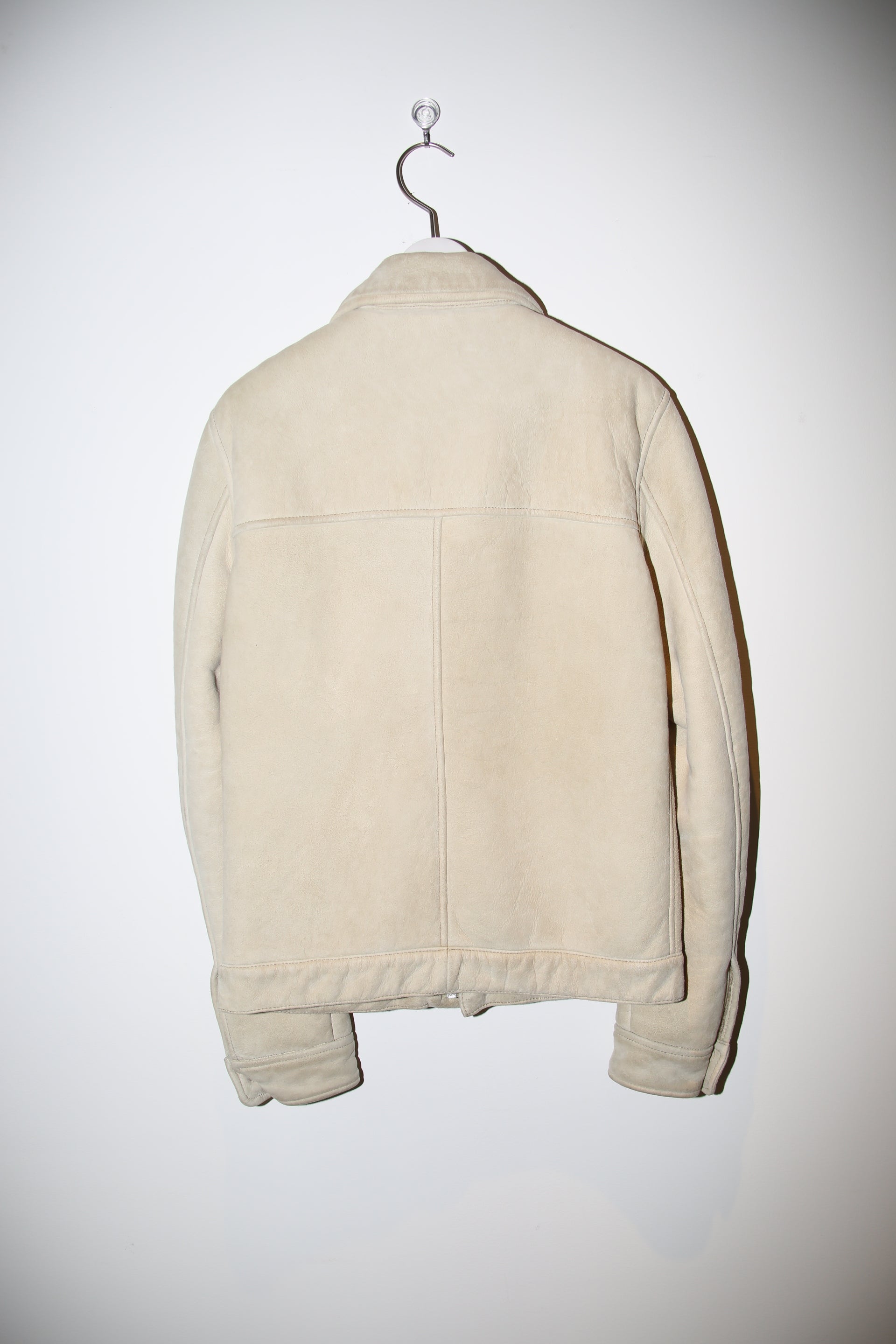 2000 HELMUT LANG / FLY FRONT SHEARLING JACKET IN ECRU