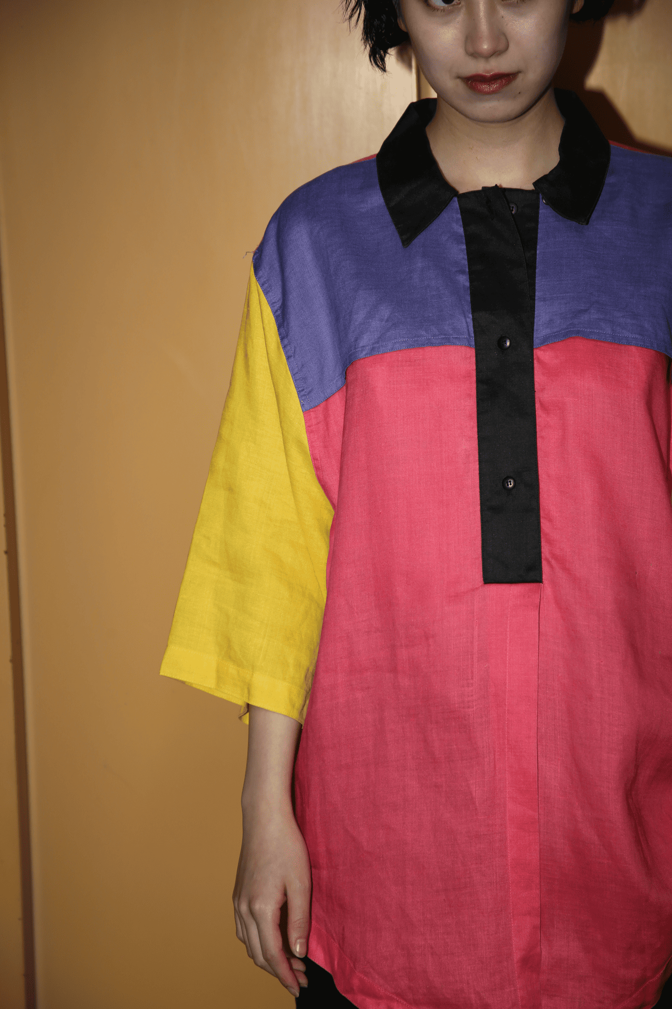 1980 BRETT HARISSON / CRAZY PANEL WORK LINEN SHIRT