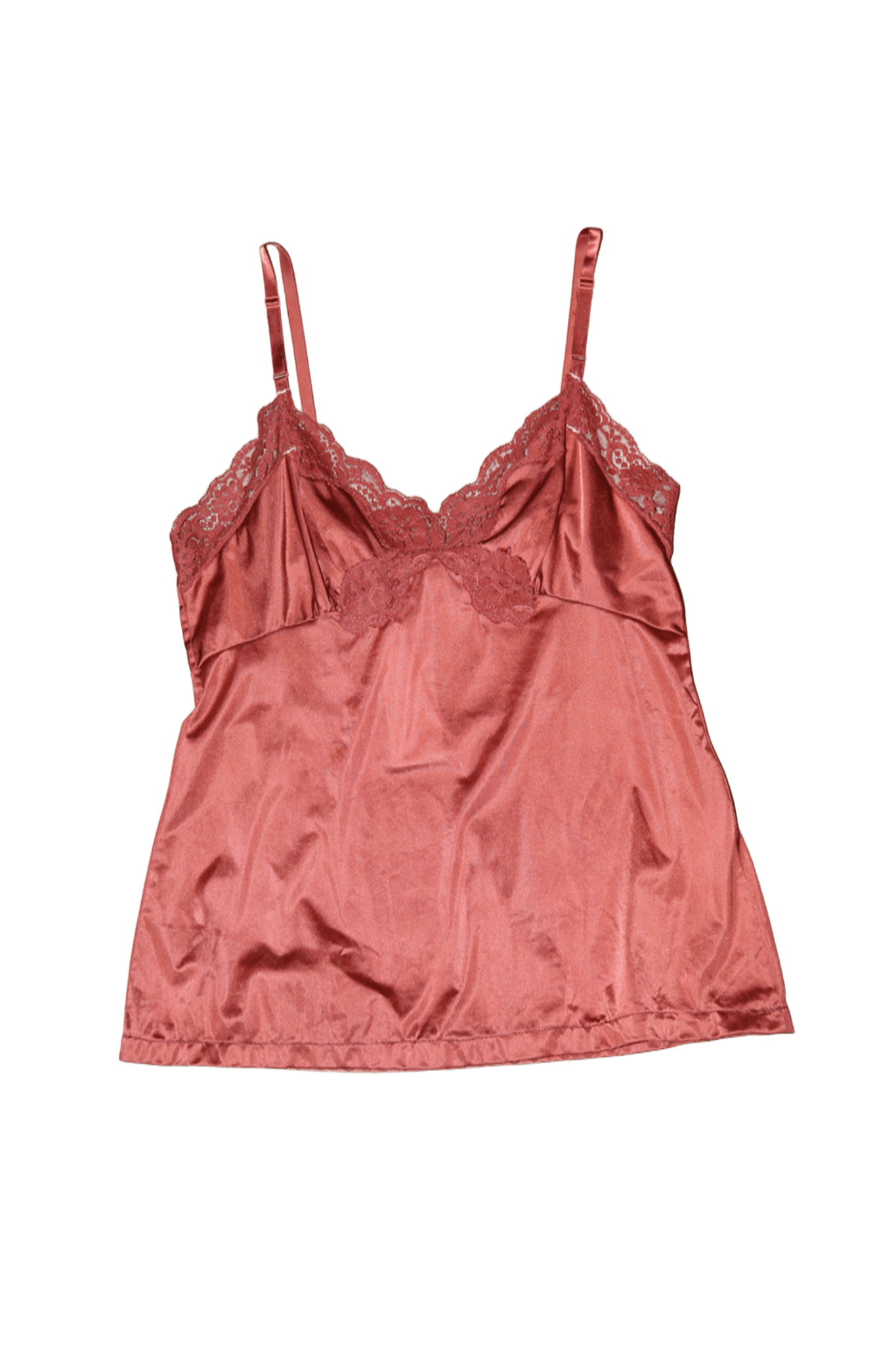 1970 VINTAGE / LINGERIE LACE SLIP IN BROWN