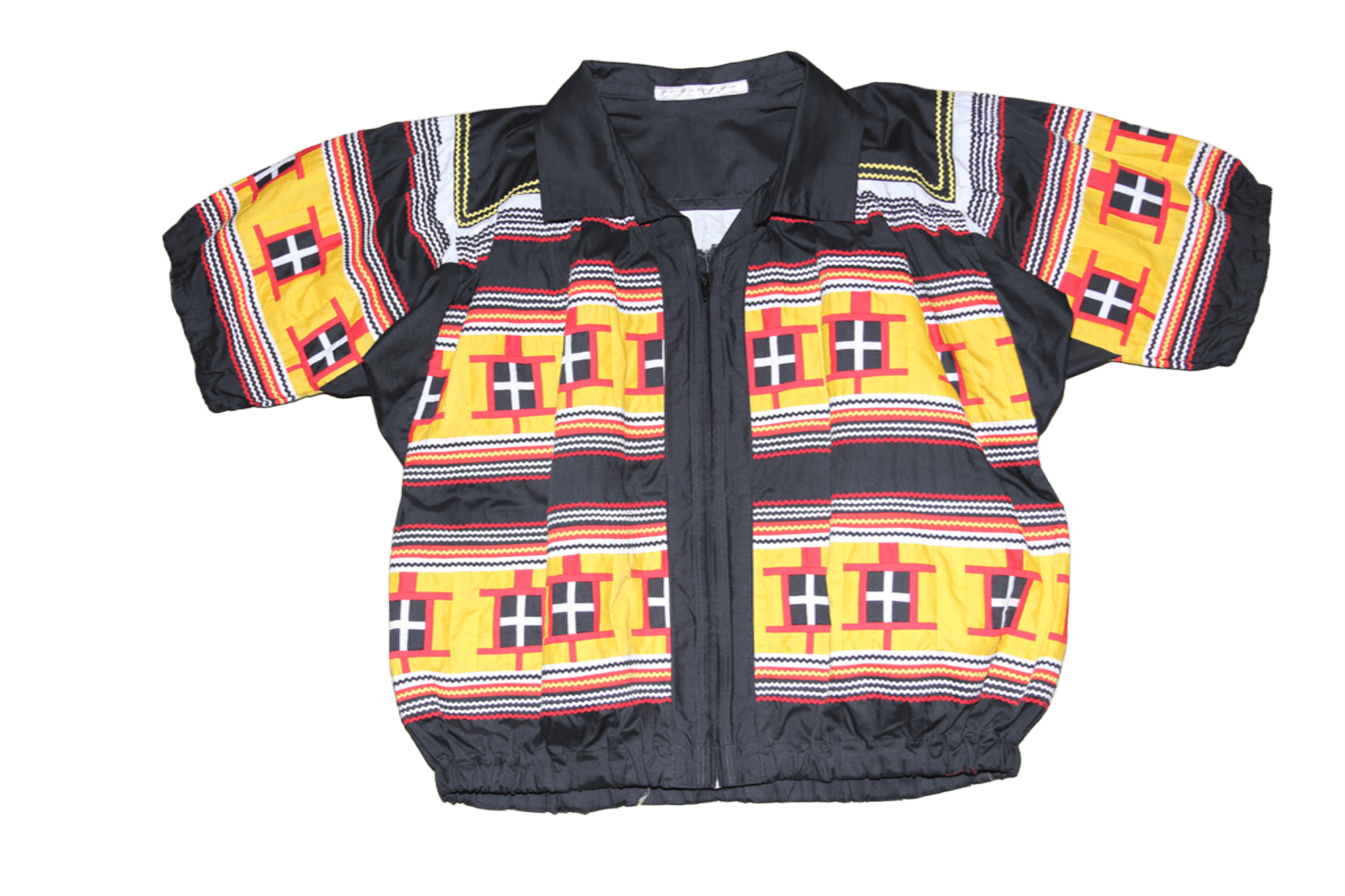 1980 VINTAGE / SHORT SLEEVE SEMINOLE INDIAN PATCH WORK JACKET