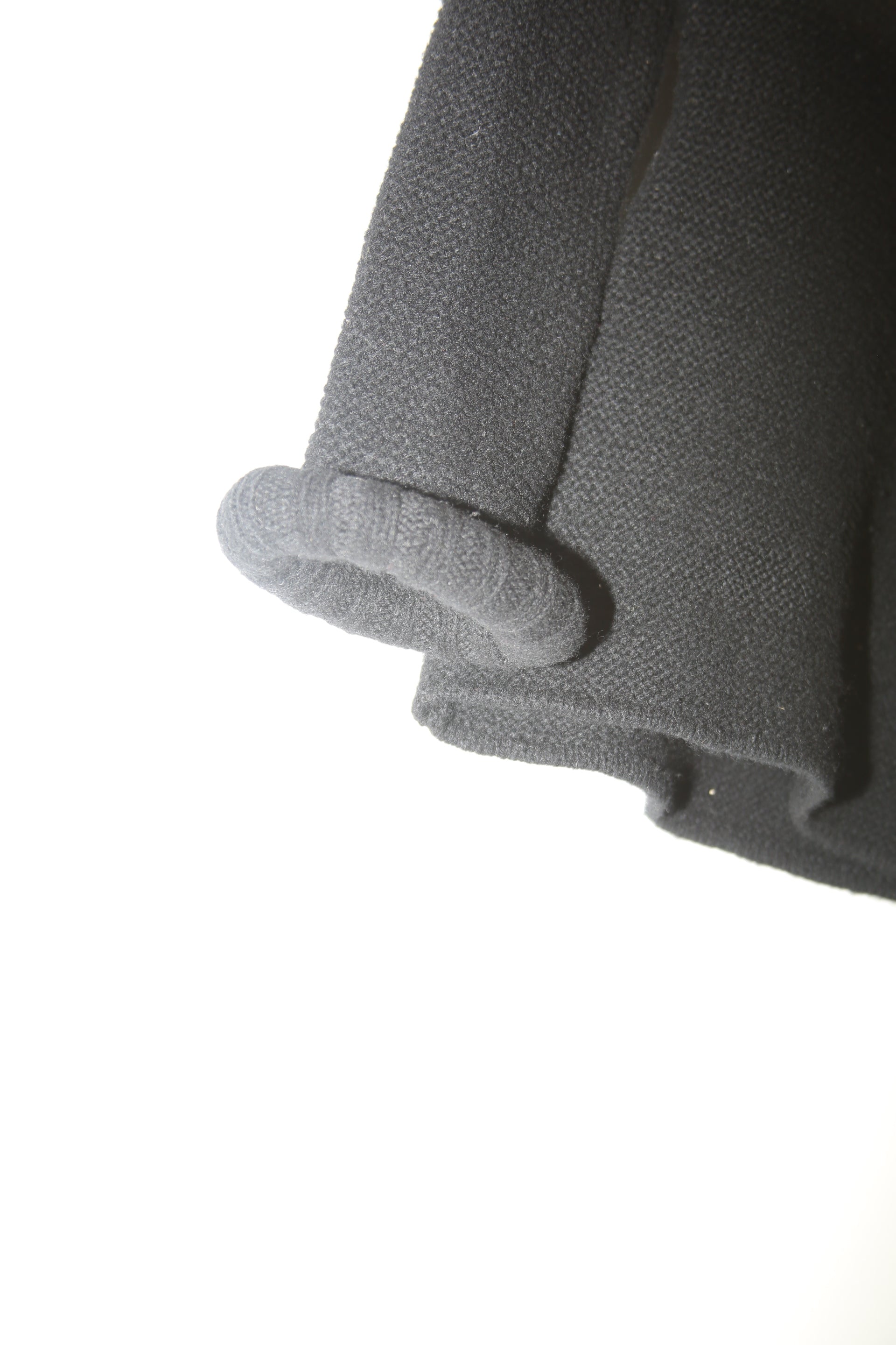 2000 JEAN PAUL GAULTIER / BLACK WOOL SWEATER WITH PADDED CUFF AND NECK
