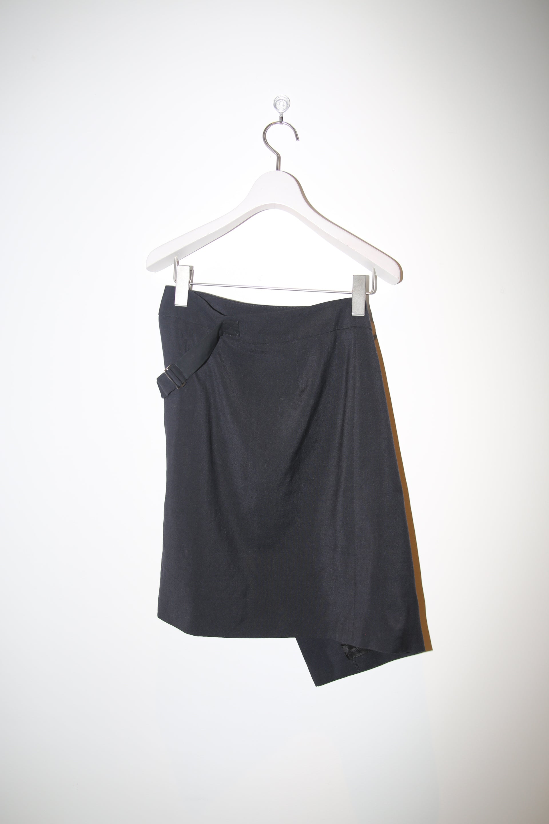 2000 HUSSEIN CHALAYAN / BELTED WRAP SKIRT IN WOOL