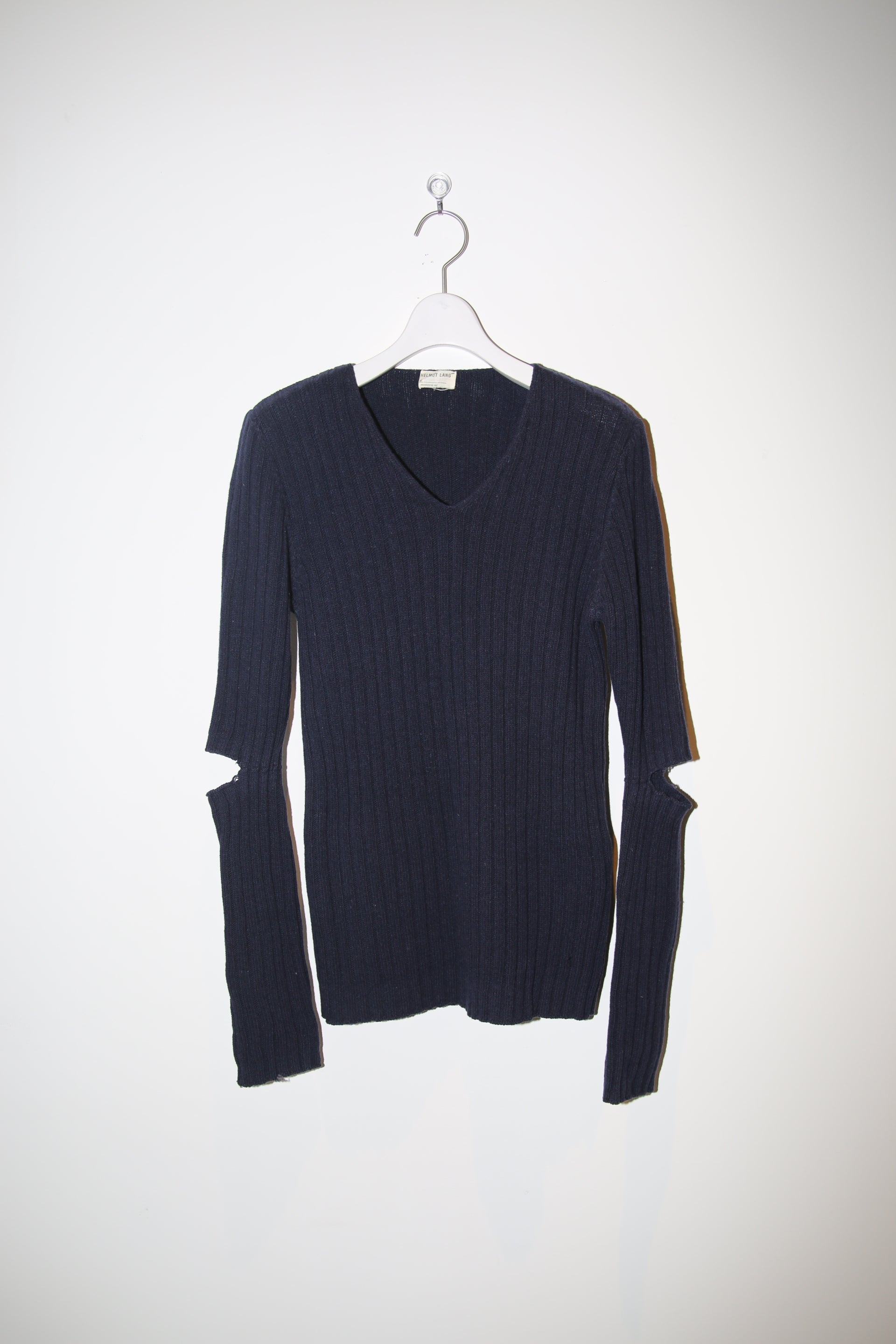 1997 HELMUT LANG / WOOL RIB KNIT SWEATER WITH SLASH ELBOW