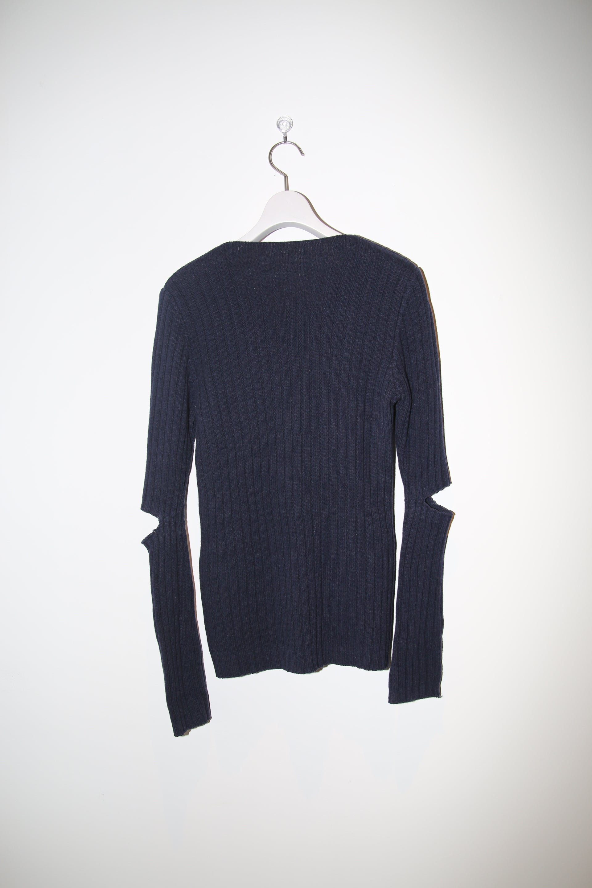1997 HELMUT LANG / WOOL RIB KNIT SWEATER WITH SLASH ELBOW