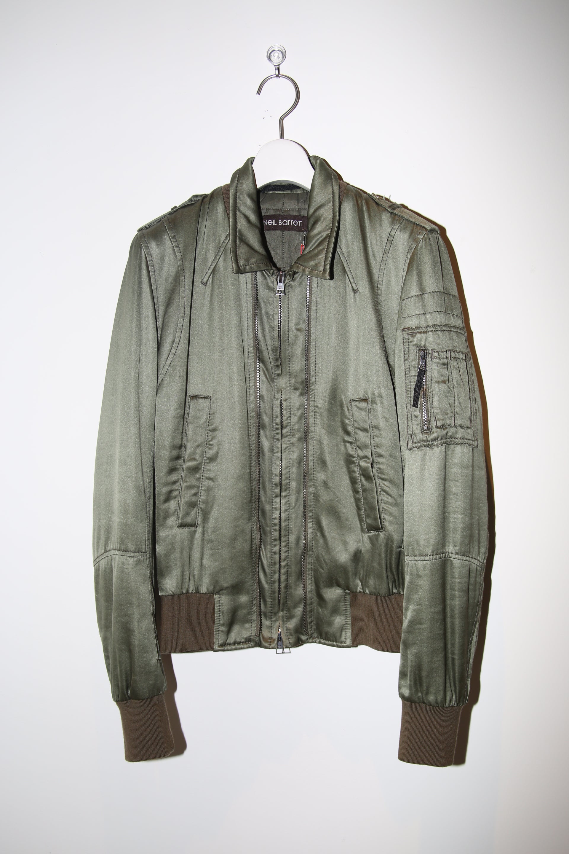 2000 NEIL BARETT / CONPACT FIT SILK SATIN BOMBER JACKET
