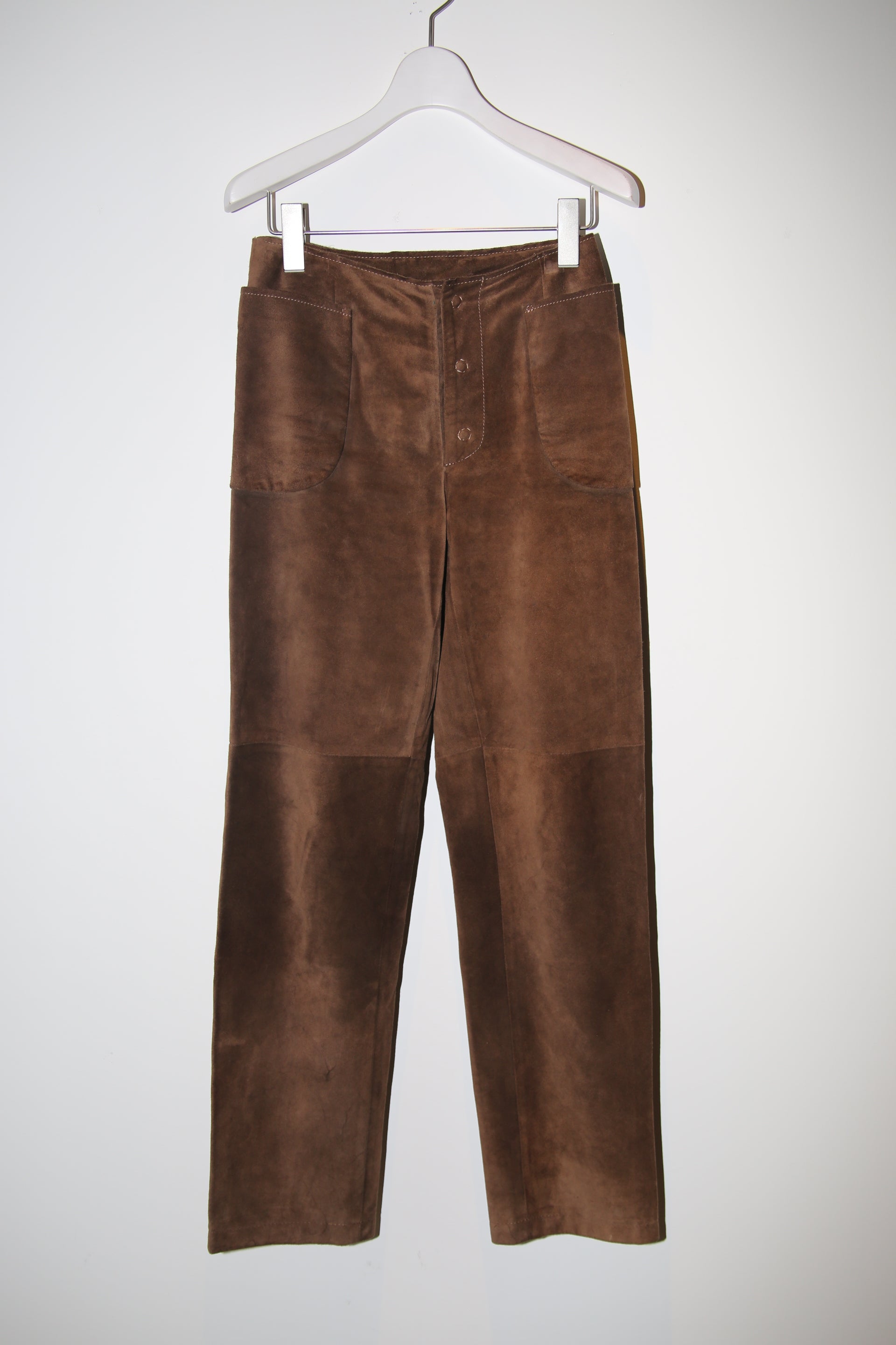 1990 MAISON MARTIN MARGIELA / SUEDE LEATHER TROUSER WITH WRAP PATCH POCKET