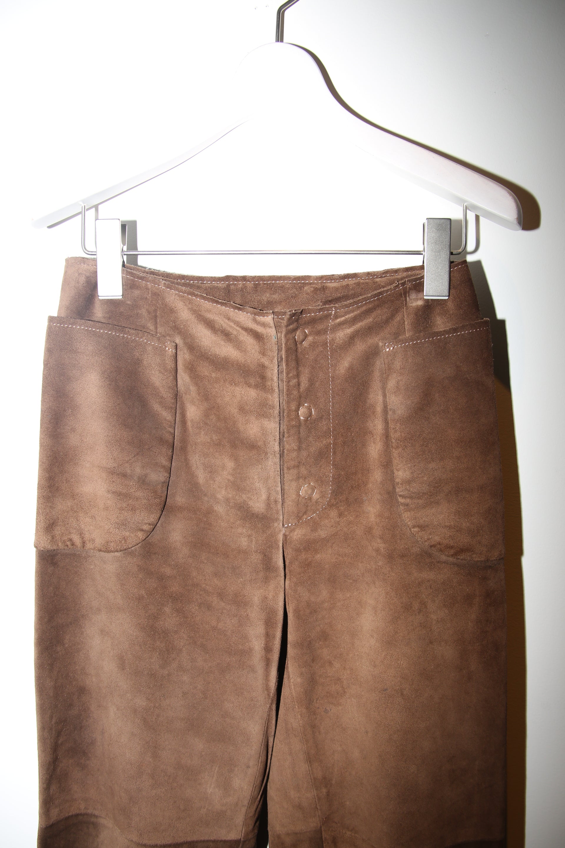 1990 MAISON MARTIN MARGIELA / SUEDE LEATHER TROUSER WITH WRAP PATCH POCKET