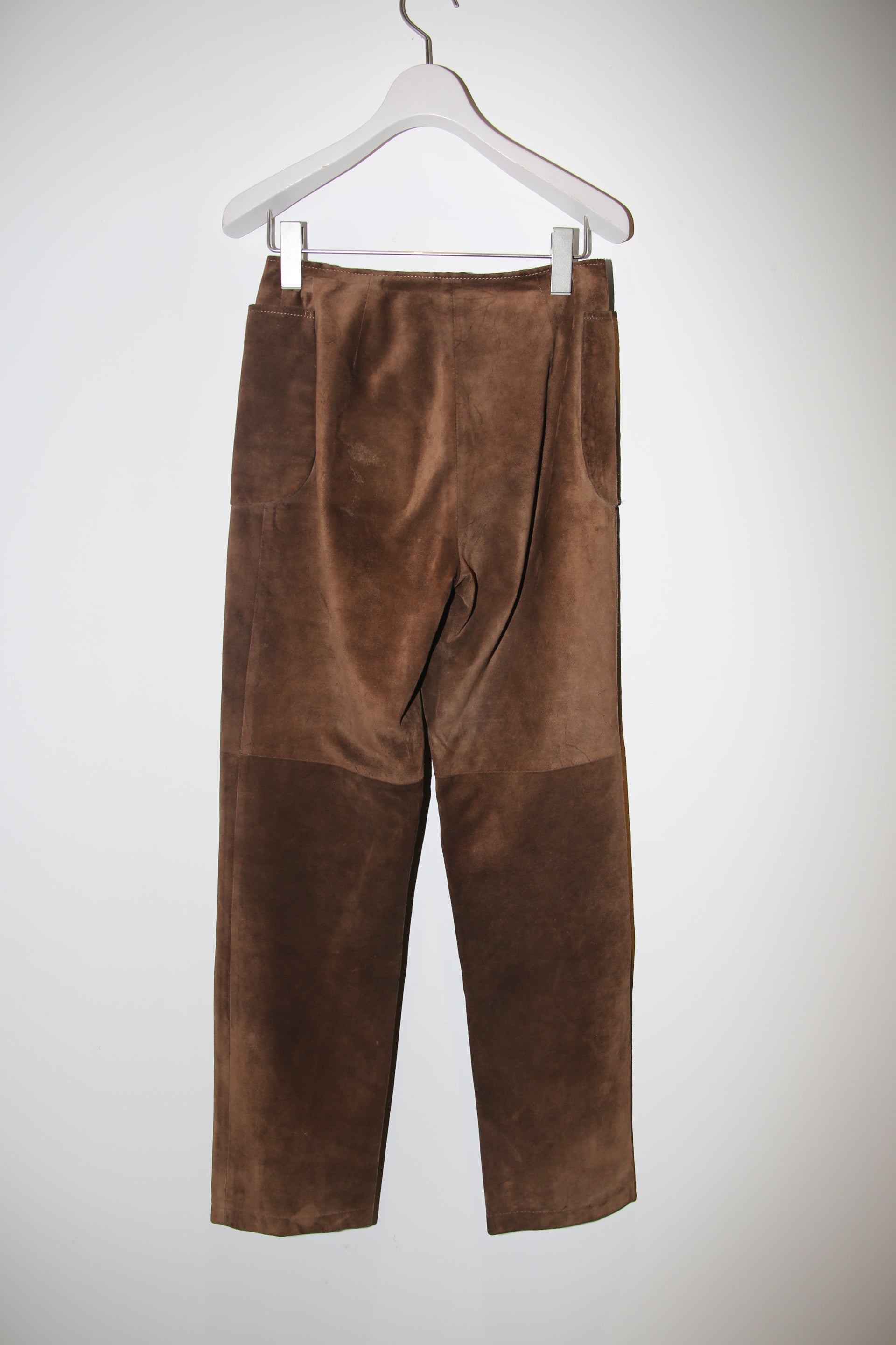 1990 MAISON MARTIN MARGIELA / SUEDE LEATHER TROUSER WITH WRAP PATCH POCKET