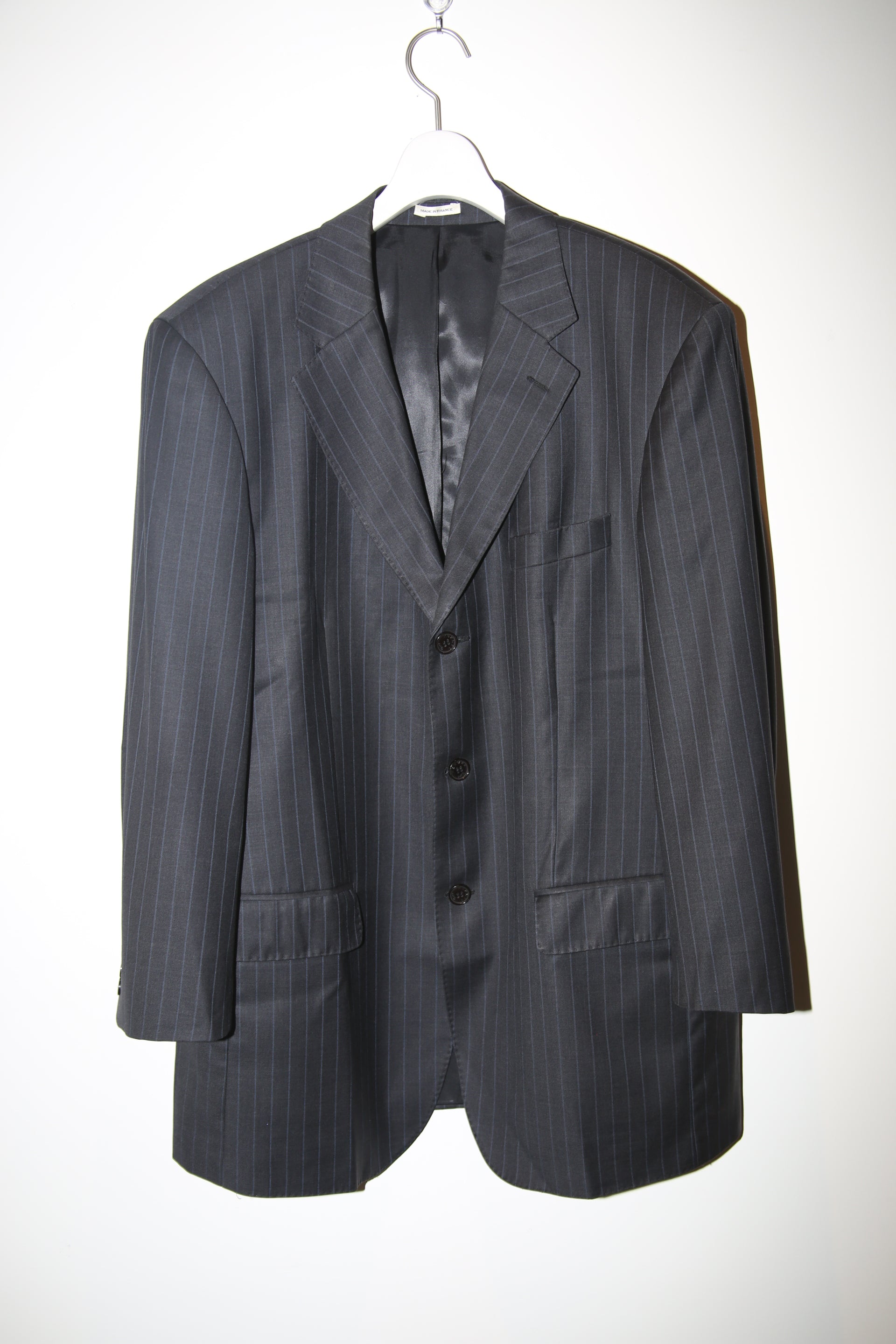 2000 HERMES / OVER SIZED CHORK STRIPE TAILORED JACKET IN WOOL : SIZE 54